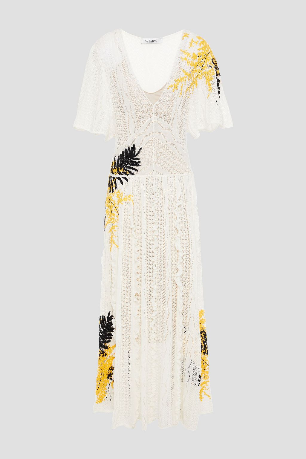 VALENTINO GARAVANI Embroidered crochet-knit cotton-blend dress | Sale to 70% | THE OUTNET