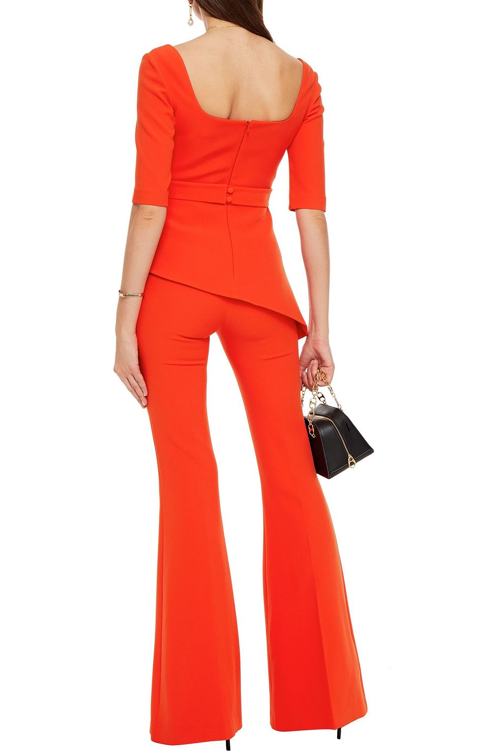 SAFIYAA Asymmetric stretch-crepe peplum top