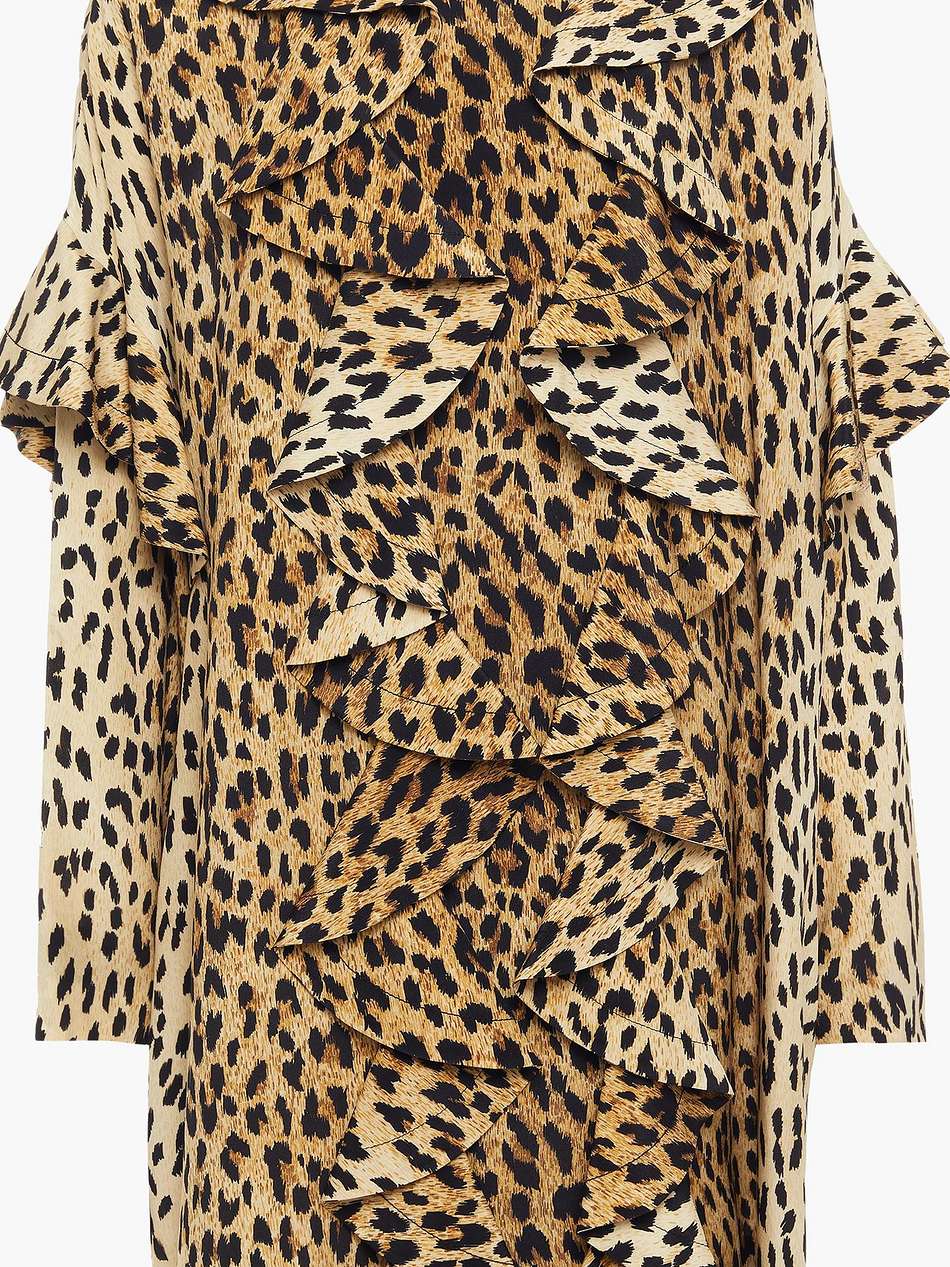 ruffled tiger-print silk-crepe mini dress