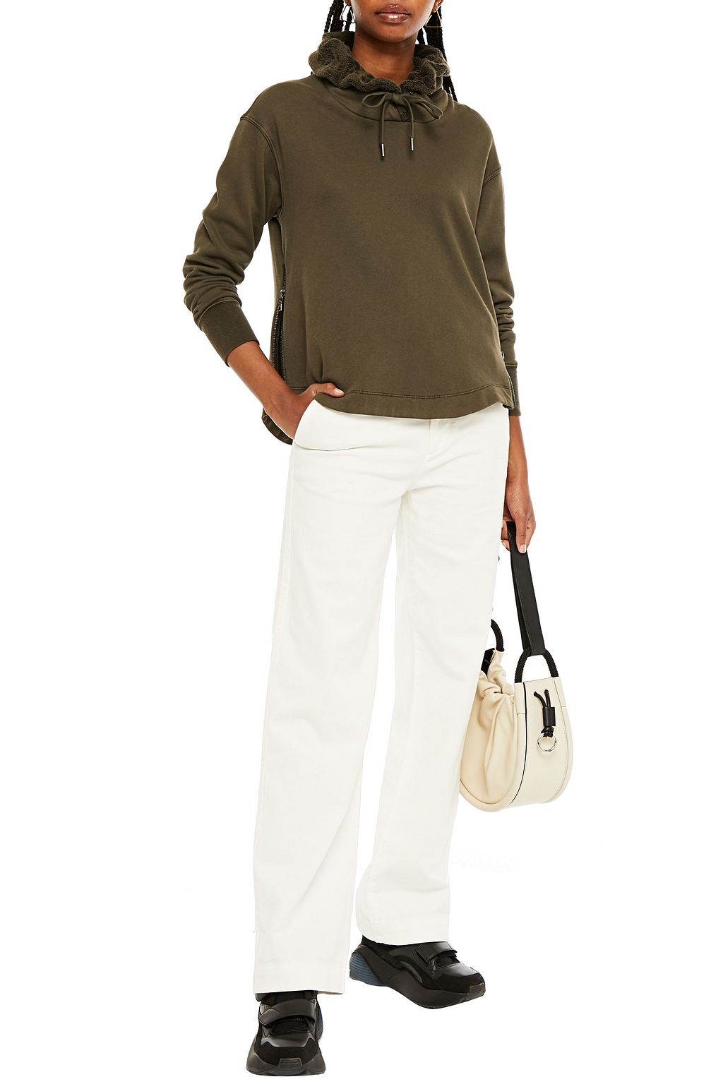 JAMES PERSE Zip-detailed French cotton-terry hoodie