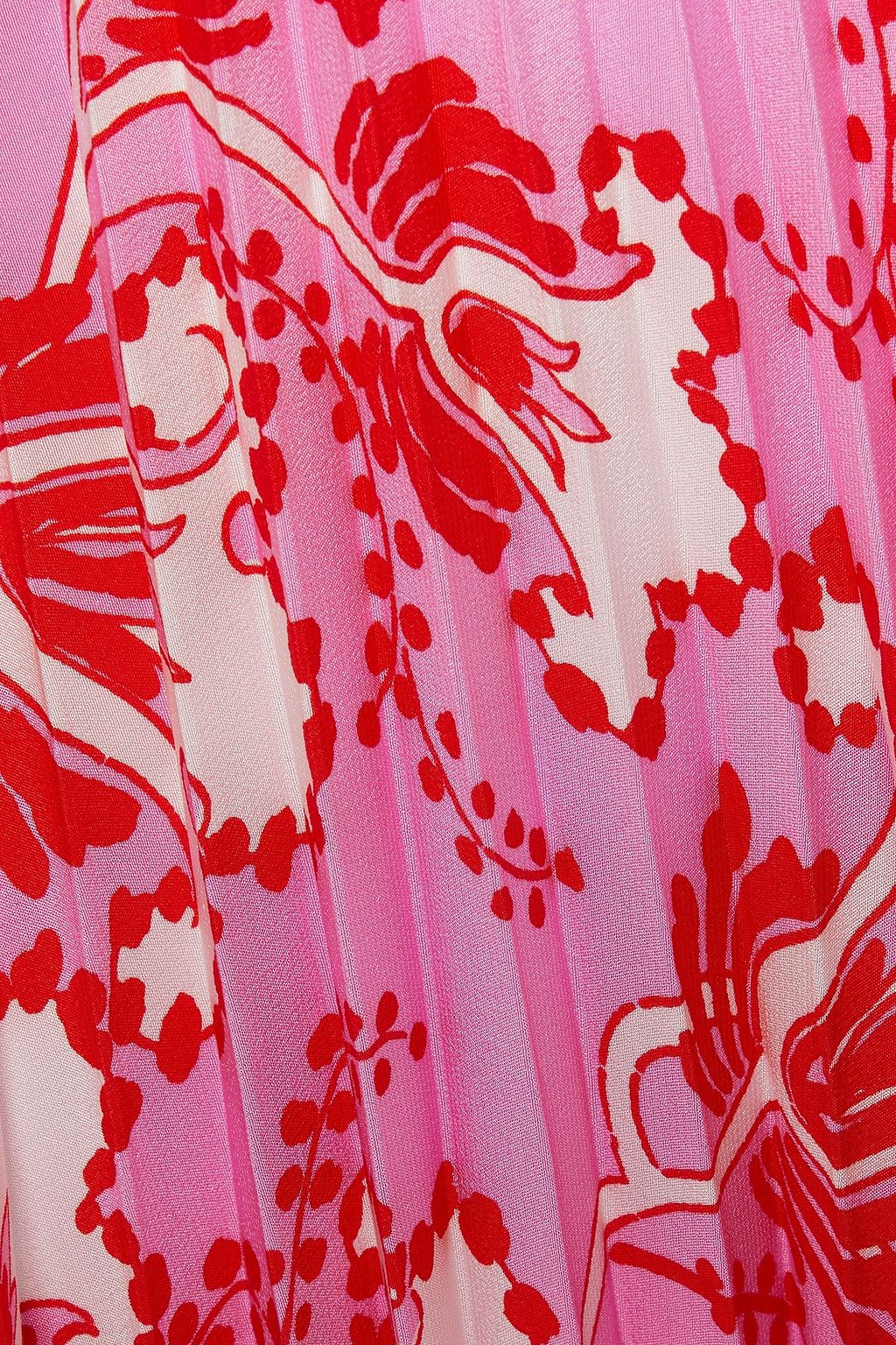 VALENTINO GARAVANI Pleated printed silk crepe de chine midi skirt