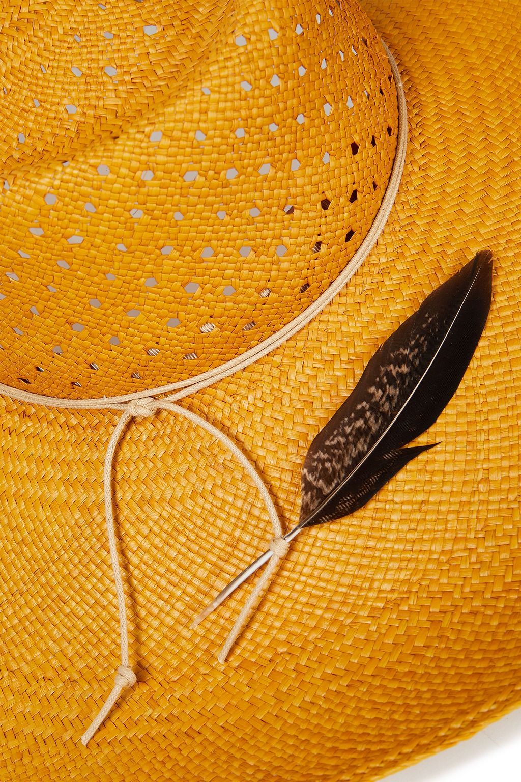 ZIMMERMANN Feather-embellished perforated raffia sunhat