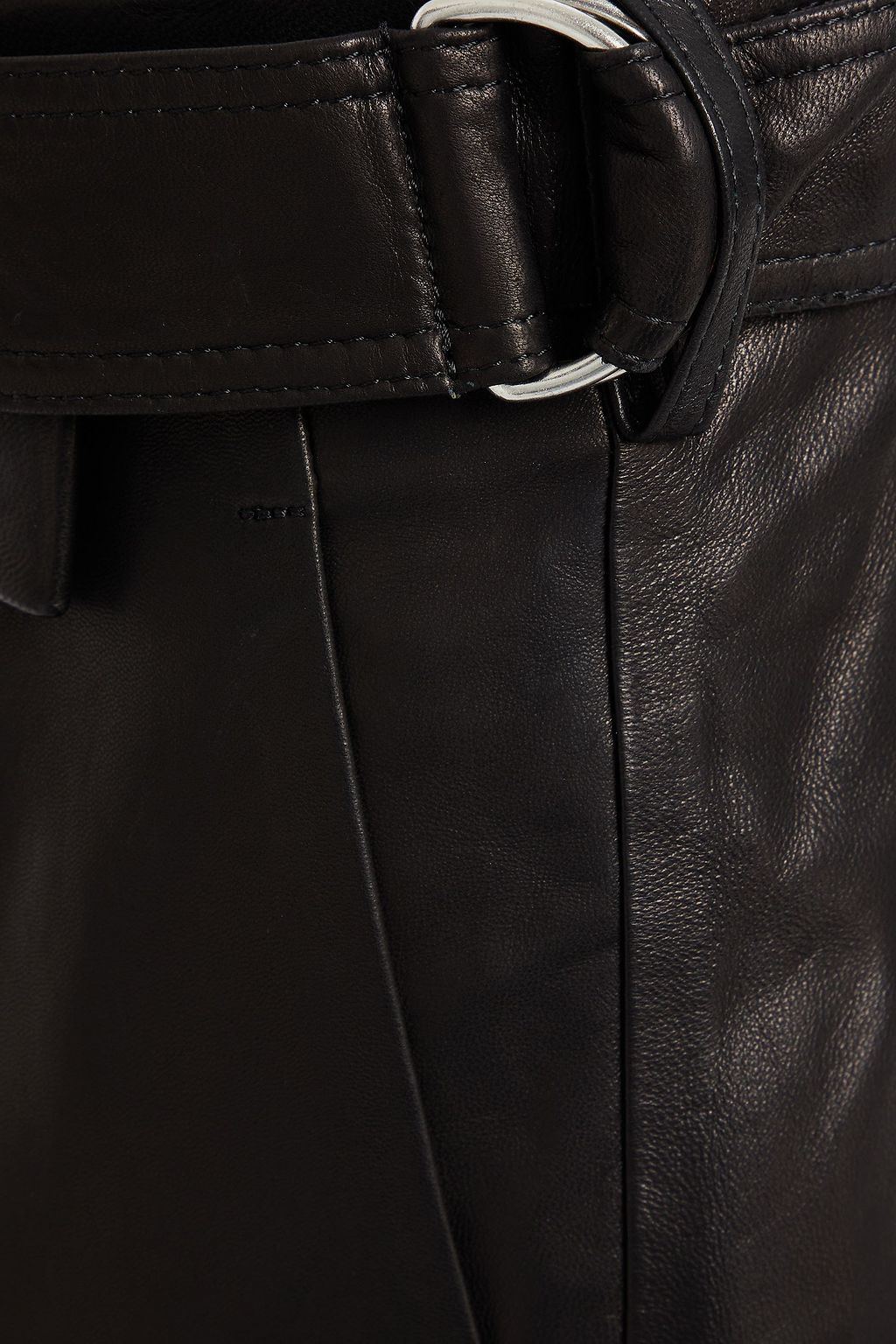 HELMUT LANG Cropped belted leather straight-leg pants