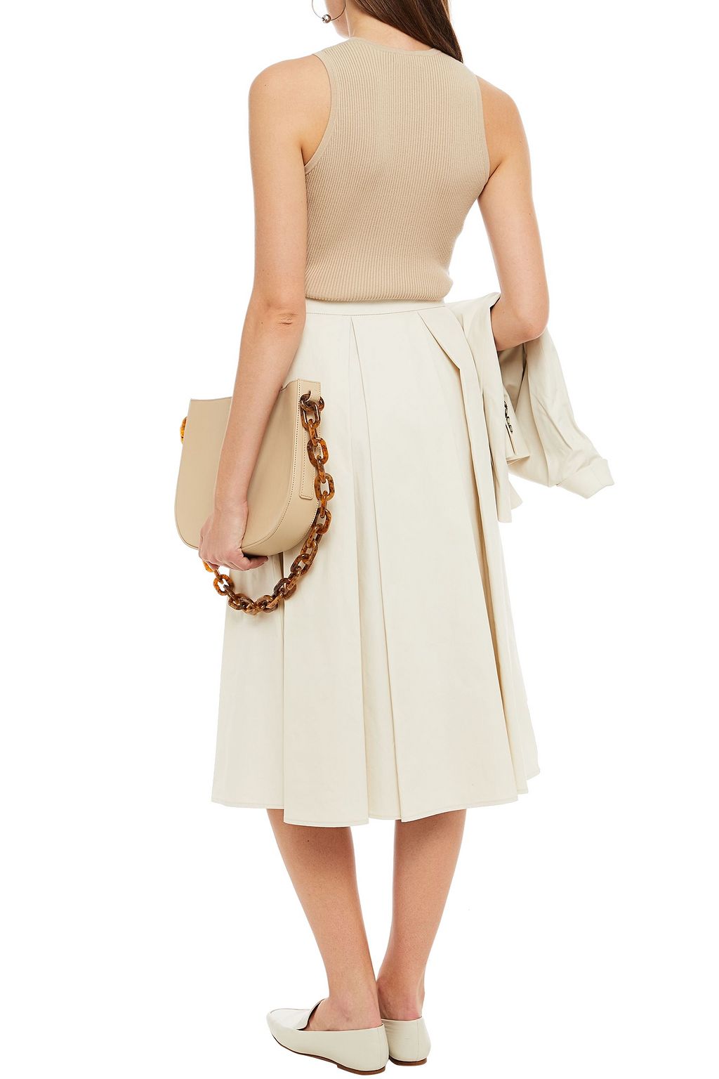 PAUL SMITH Pleated cotton-twill midi skirt