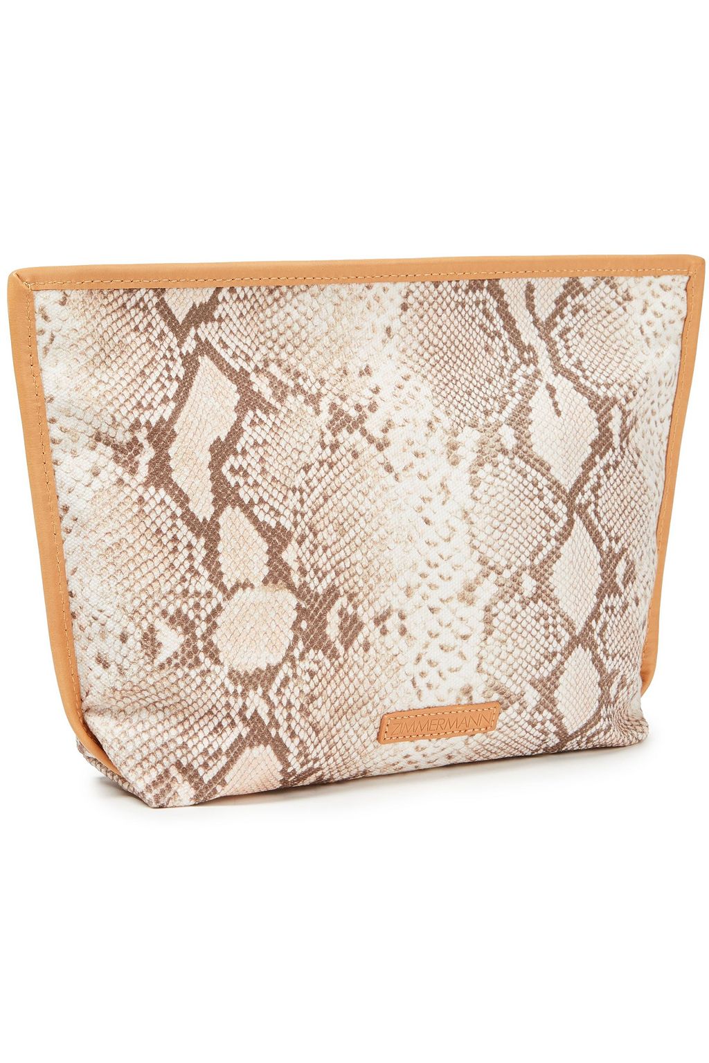 ZIMMERMANN Leather-trimmed zebra-print canvas pouch