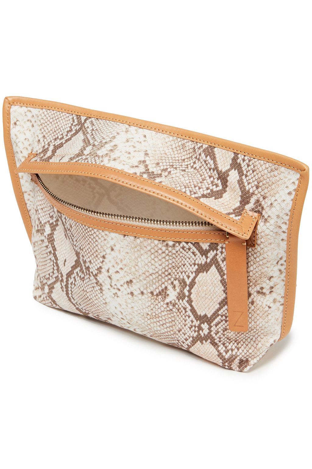 ZIMMERMANN Leather-trimmed zebra-print canvas pouch