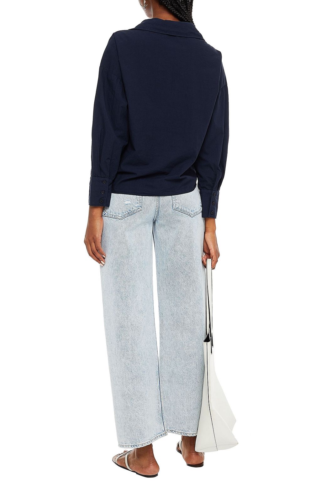 STATESIDE Twist-front cotton-poplin shirt