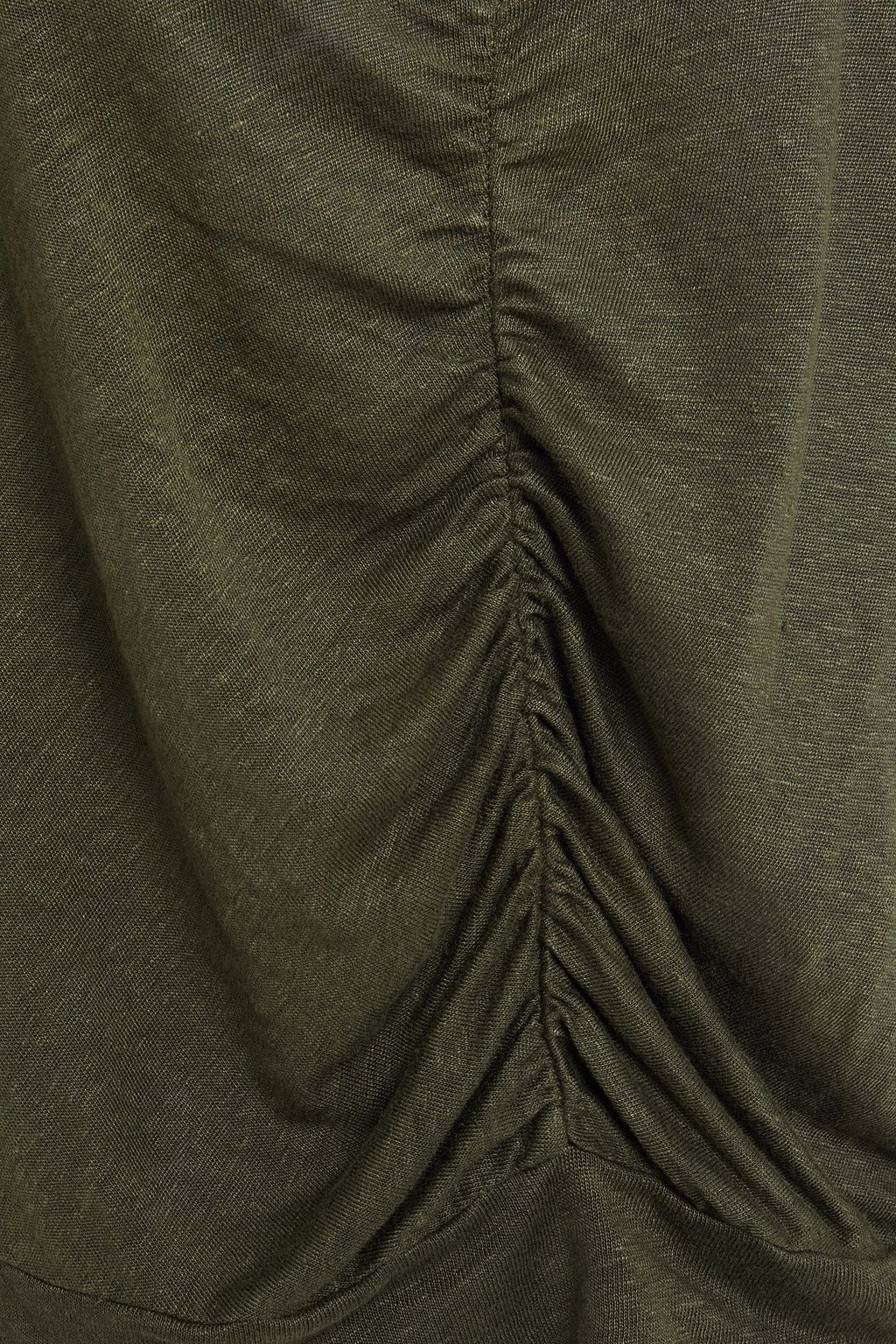 STATESIDE Ruched slub-linen top