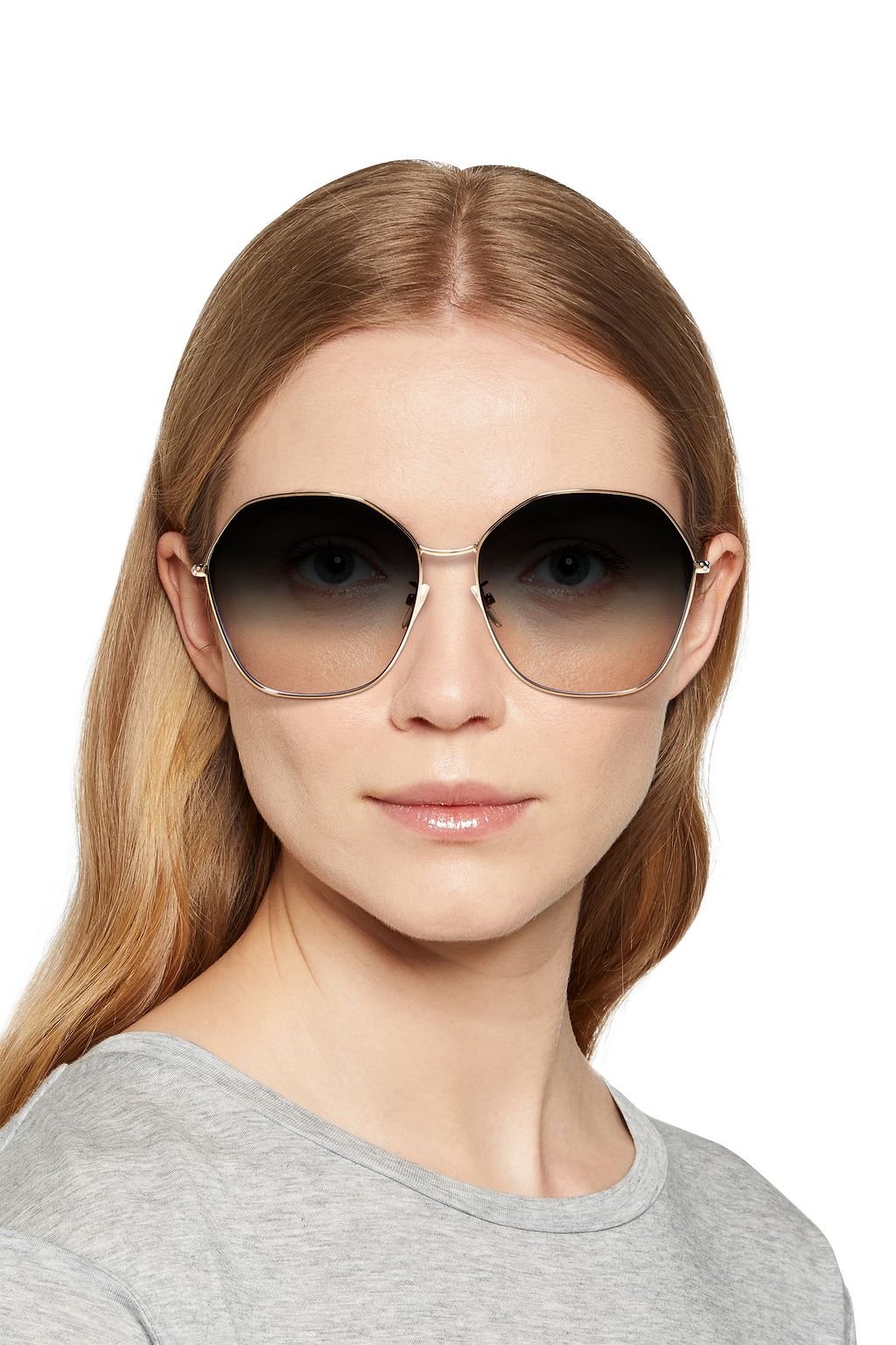 GIVENCHY Hexagonframe crystalembellished goldtone sunglasses THE