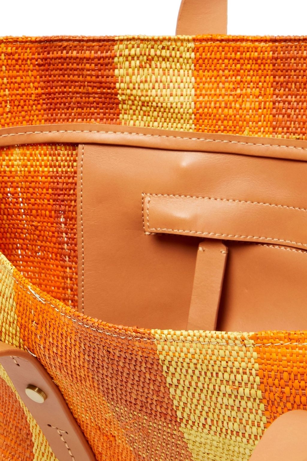 ZIMMERMANN Leather-trimmed checked raffia tote