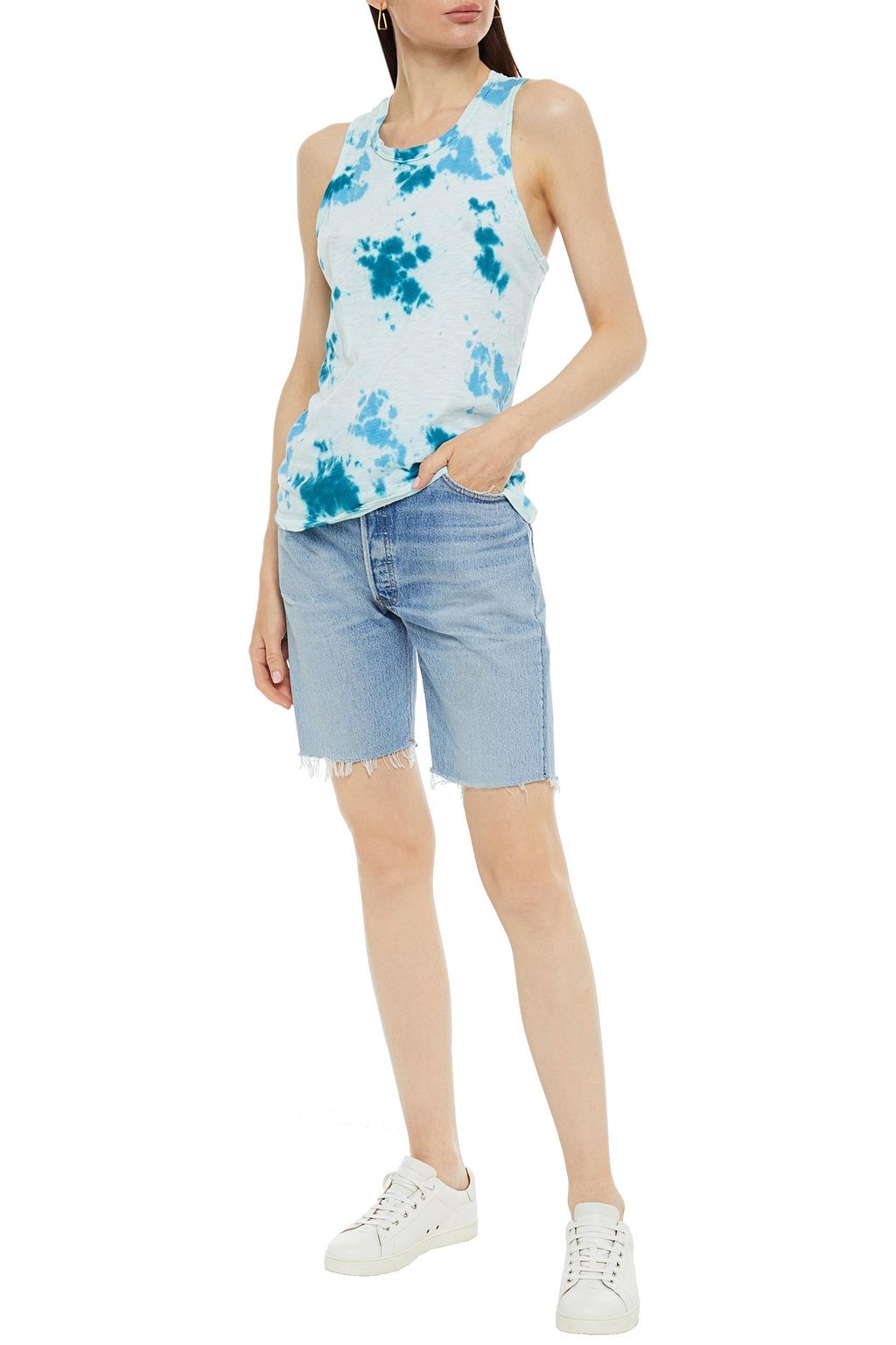 STATESIDE Slub tie-dyed Supima cotton-jersey tank