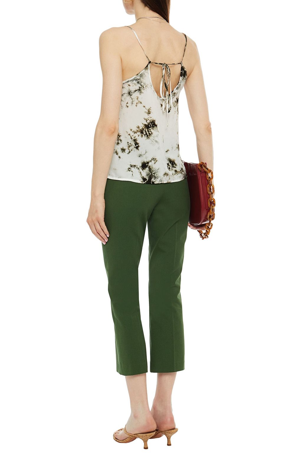 STATESIDE Printed washed-cupro camisole