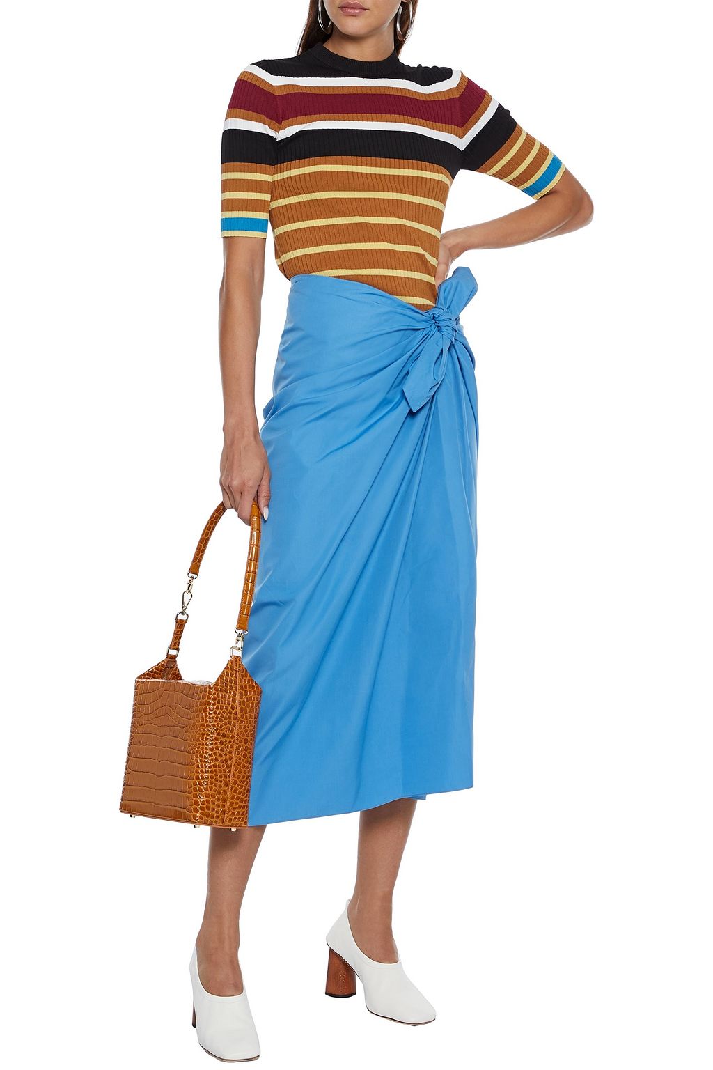 ROSETTA GETTY Striped ribbed-knit top