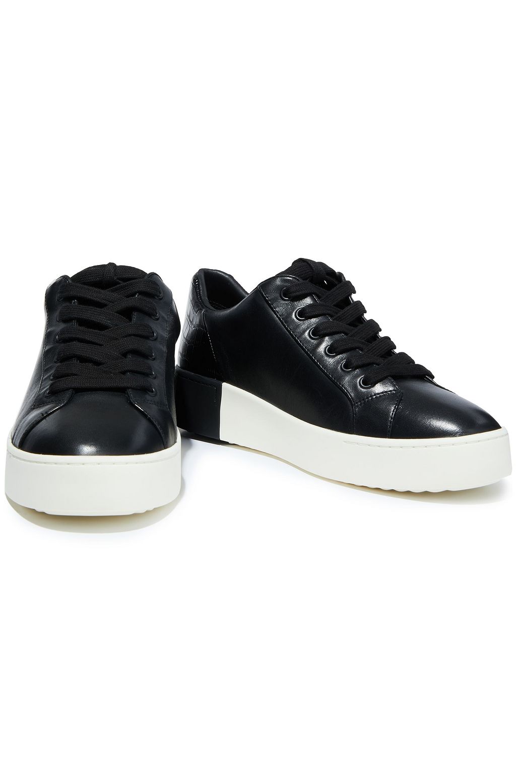 VINCE. Bensley smooth and croc-effect leather sneakers