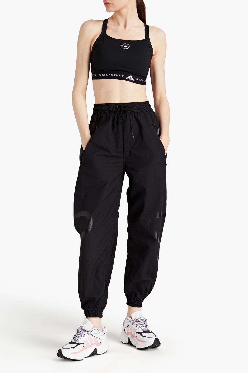 ADIDAS BY STELLA MCCARTNEY Cutout logo-print stretch sports bra