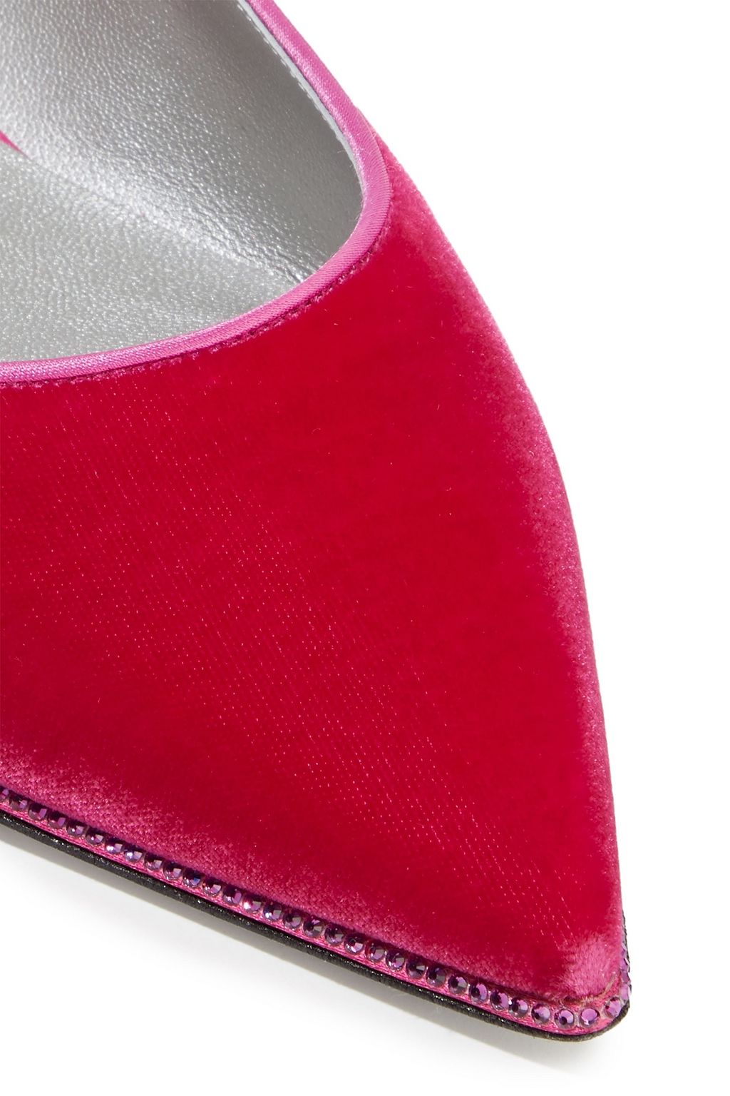 RENE' CAOVILLA Crystal-embellished velvet point-toe flats