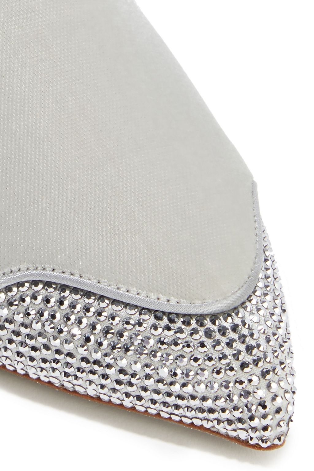RENE' CAOVILLA Crystal-embellished satin-trimmed velvet slippers