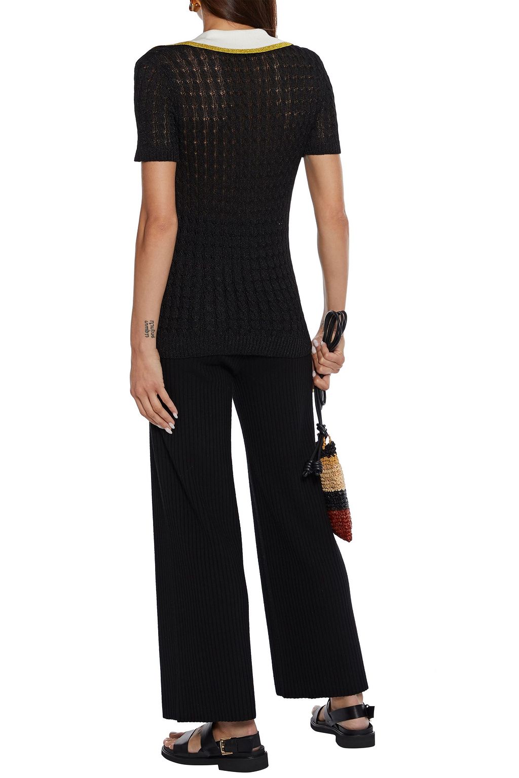 MISSONI Metallic cable-knit polo shirt