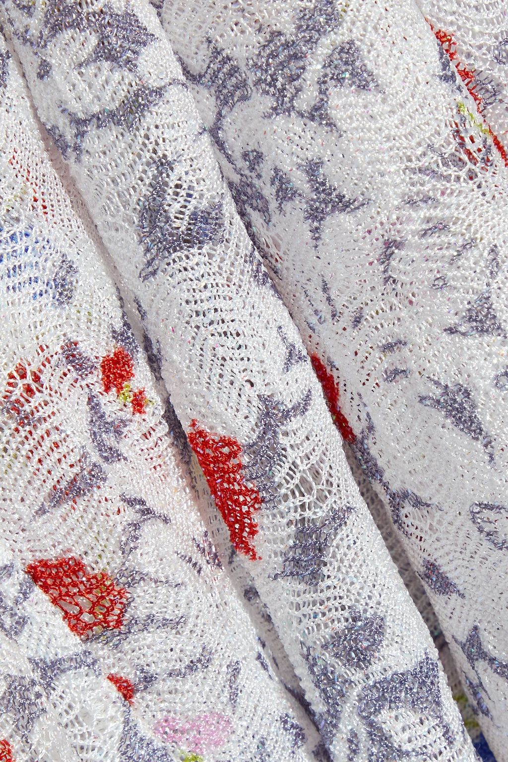 MISSONI Floral-print metallic crochet-knit shirt