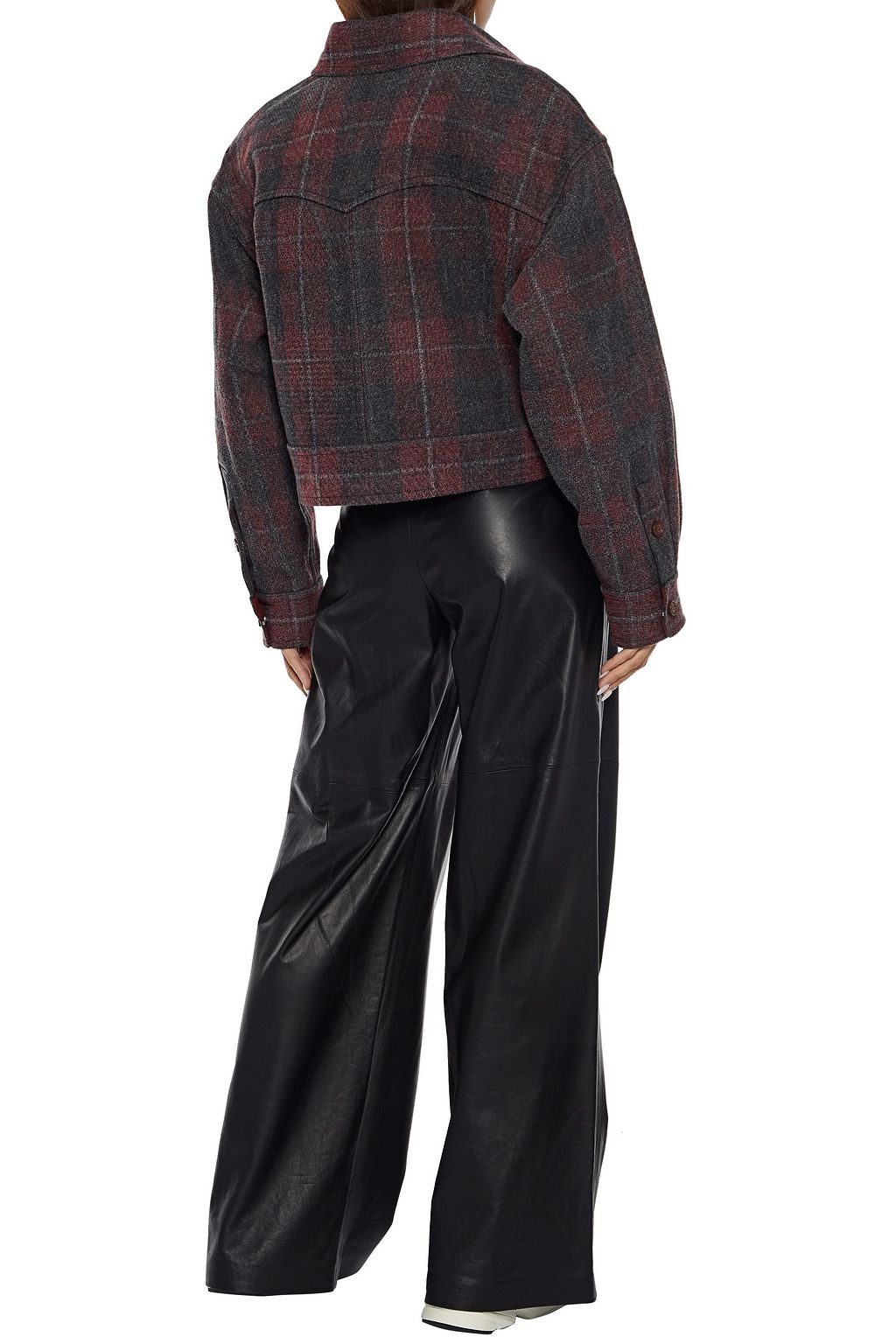ALEXANDER WANG Oversized checked brushed cotton-twill jacket
