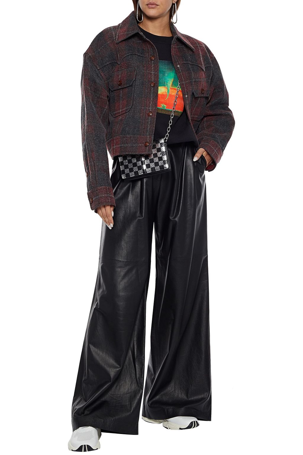ALEXANDER WANG Oversized checked brushed cotton-twill jacket