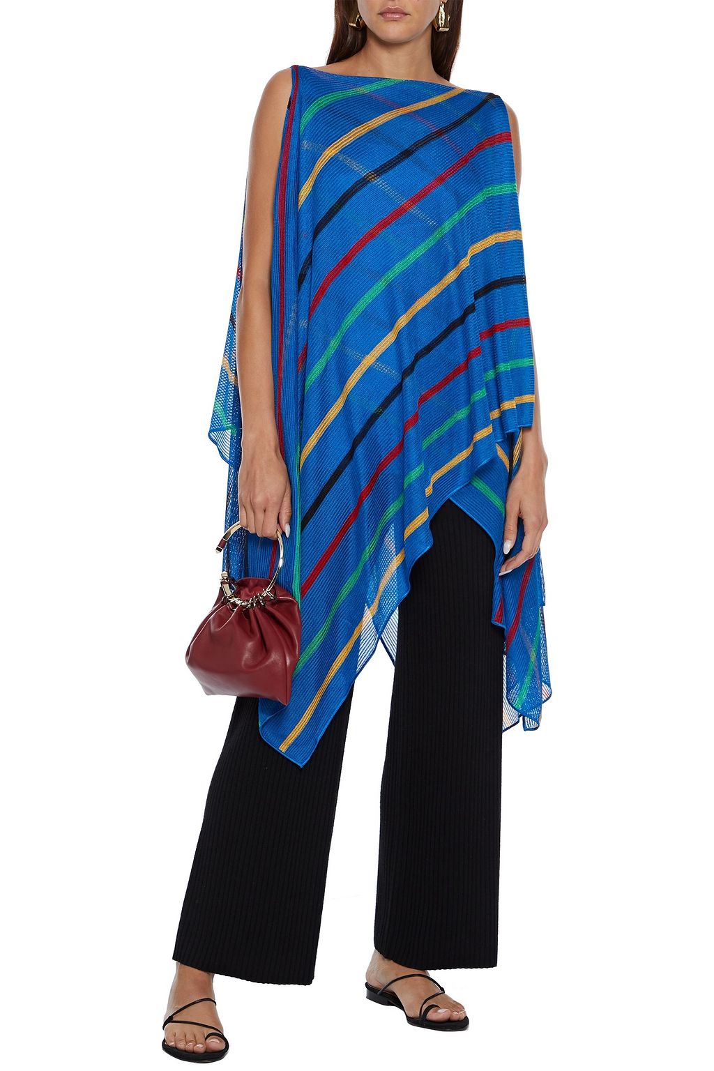 MISSONI Draped striped crochet-knit top