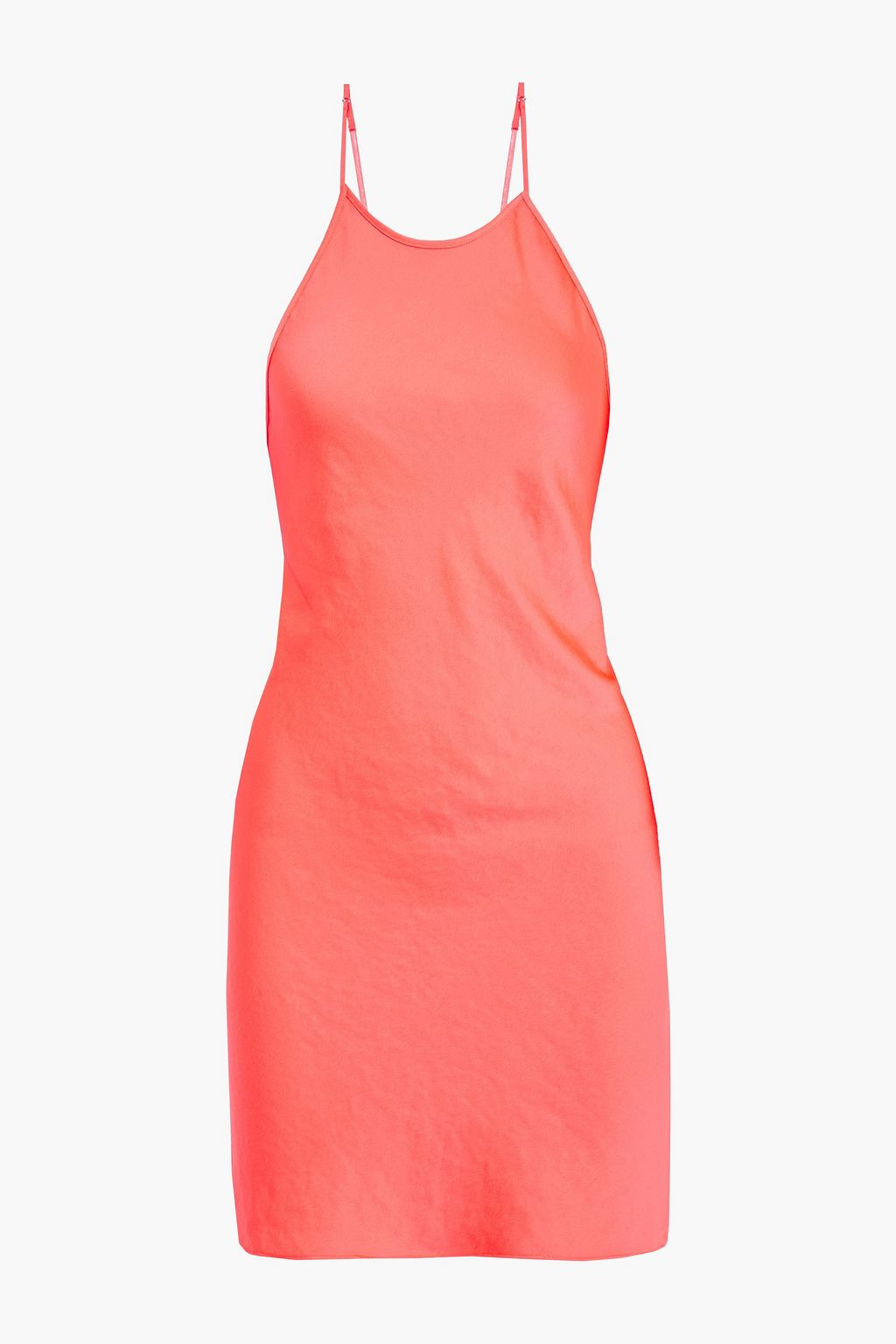 Coral Open-back crinkled-satin mini slip dress | Sale up to 70% off ...