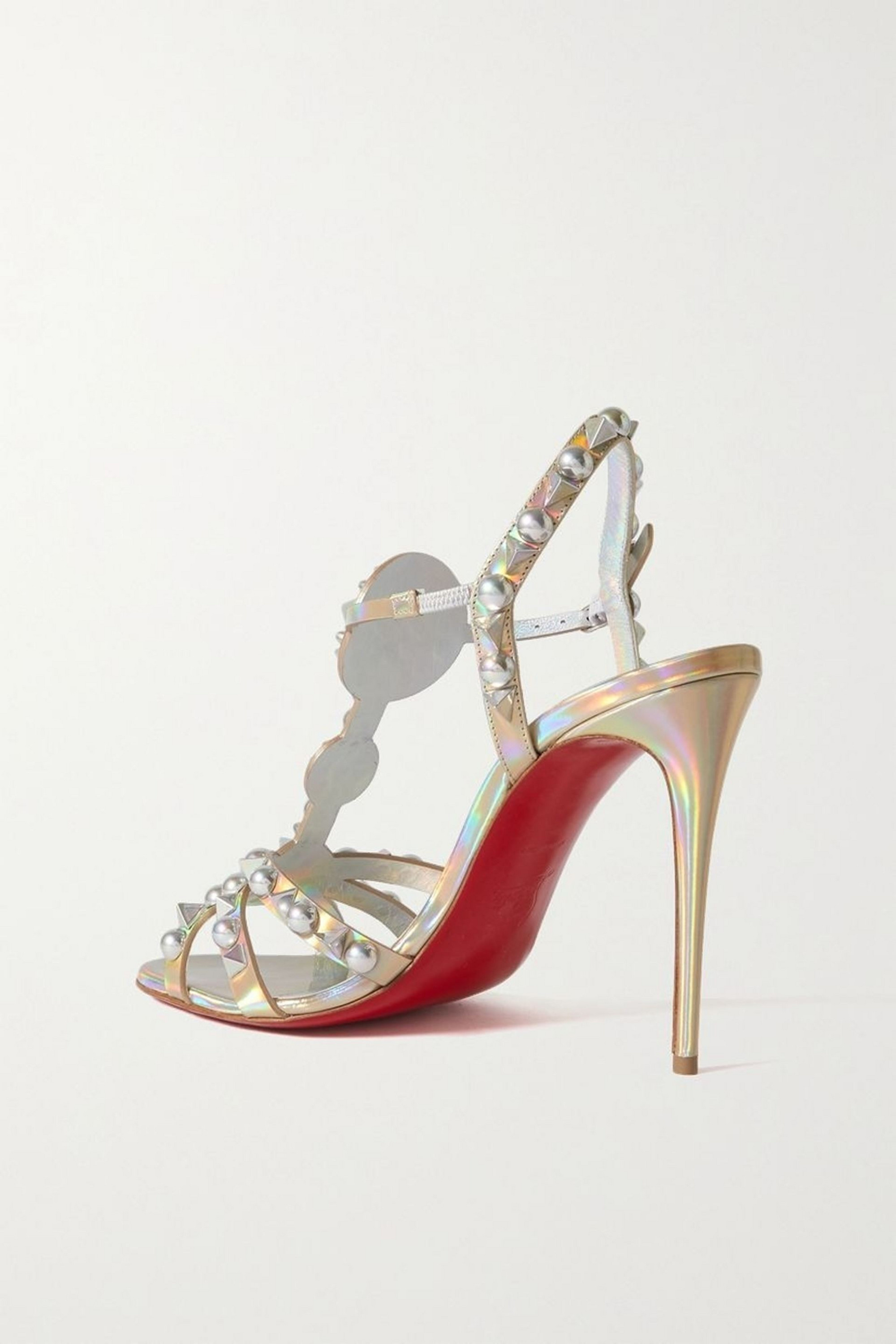 CHRISTIAN LOUBOUTIN Goldora 100 embellished iridescent leather sandals thumbnail