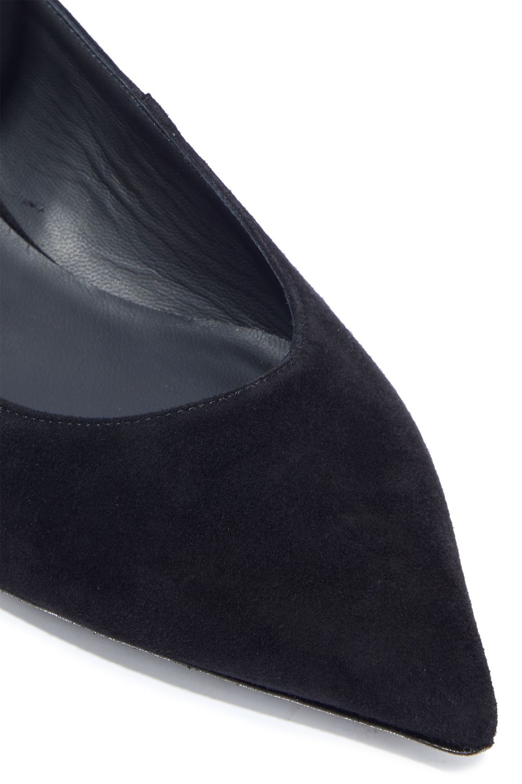 RENE' CAOVILLA Crystal-embellished suede point-toe flats