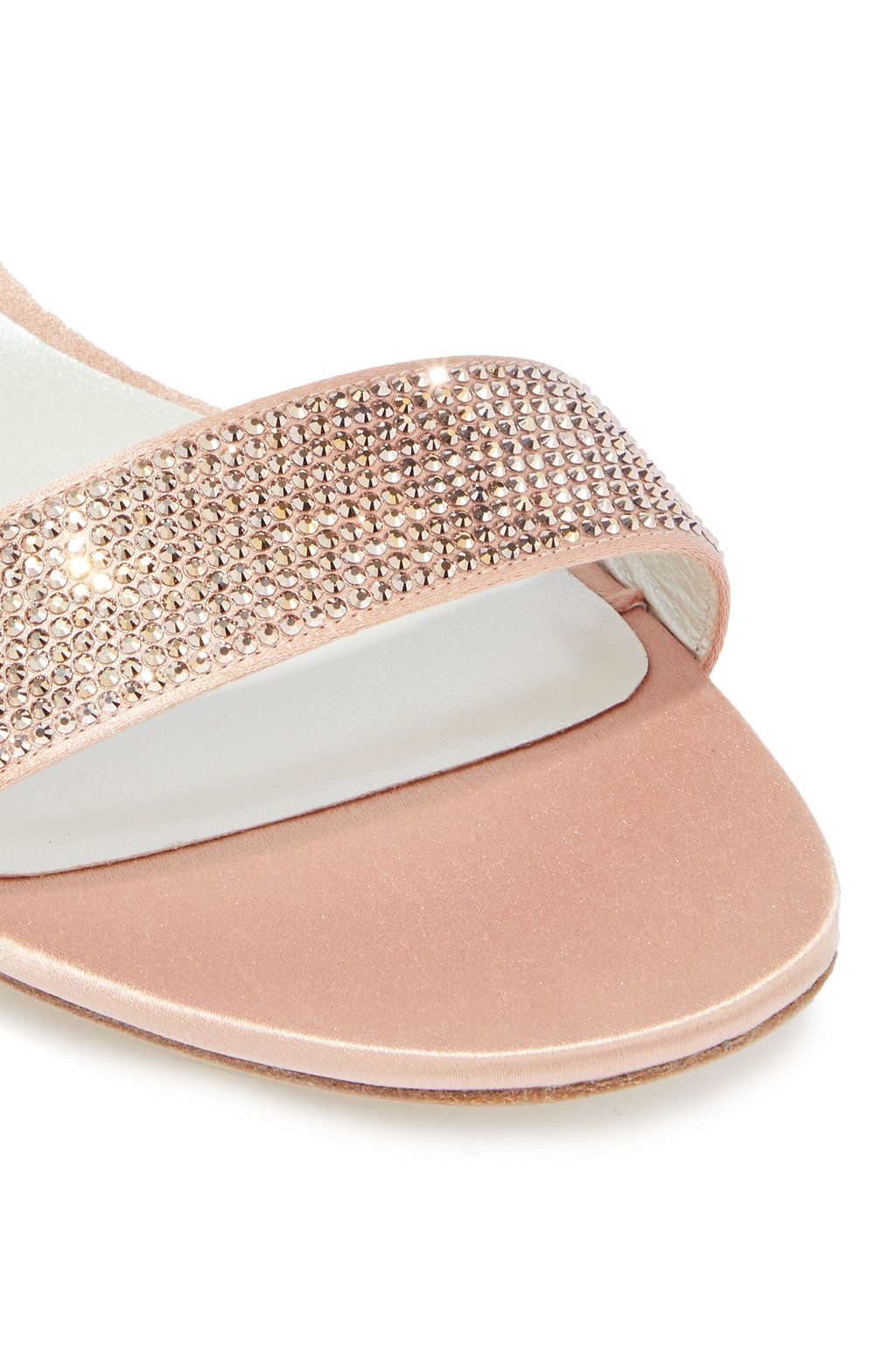 RENE' CAOVILLA Elastica crystal-embellished PVC-trimmed satin sandals