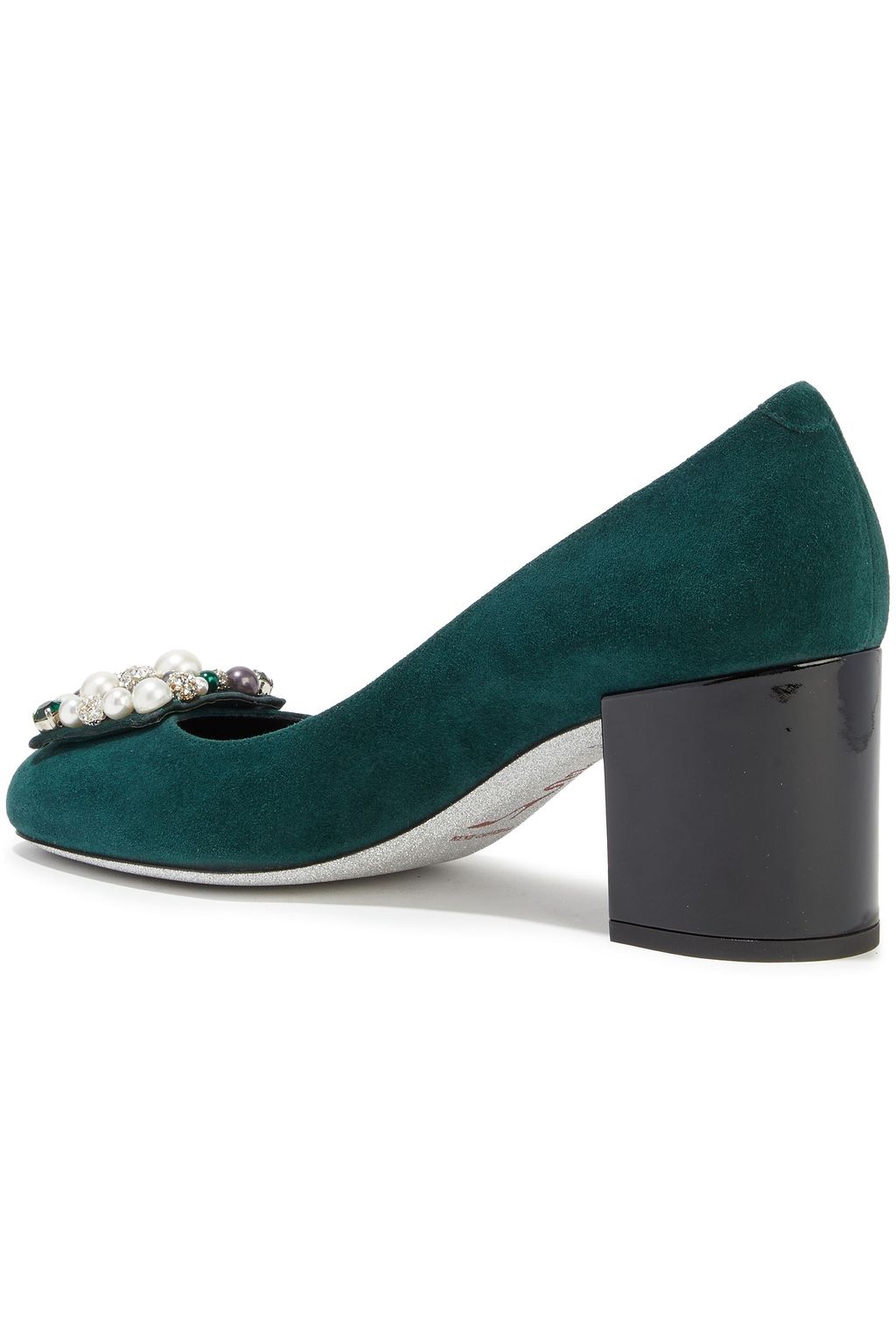 RENE' CAOVILLA Embellished suede pumps