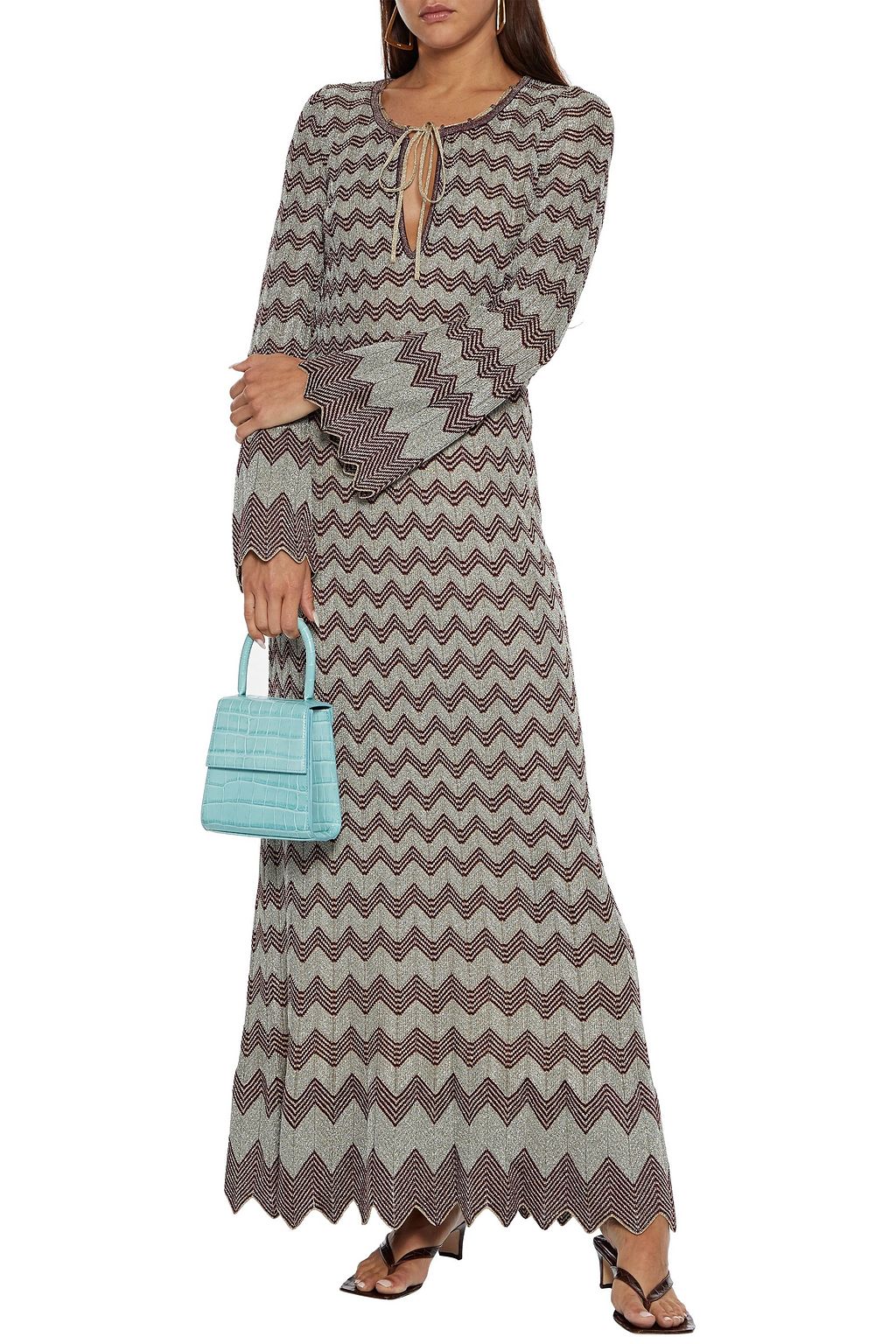 M MISSONI Metallic crochet-knit maxi dress