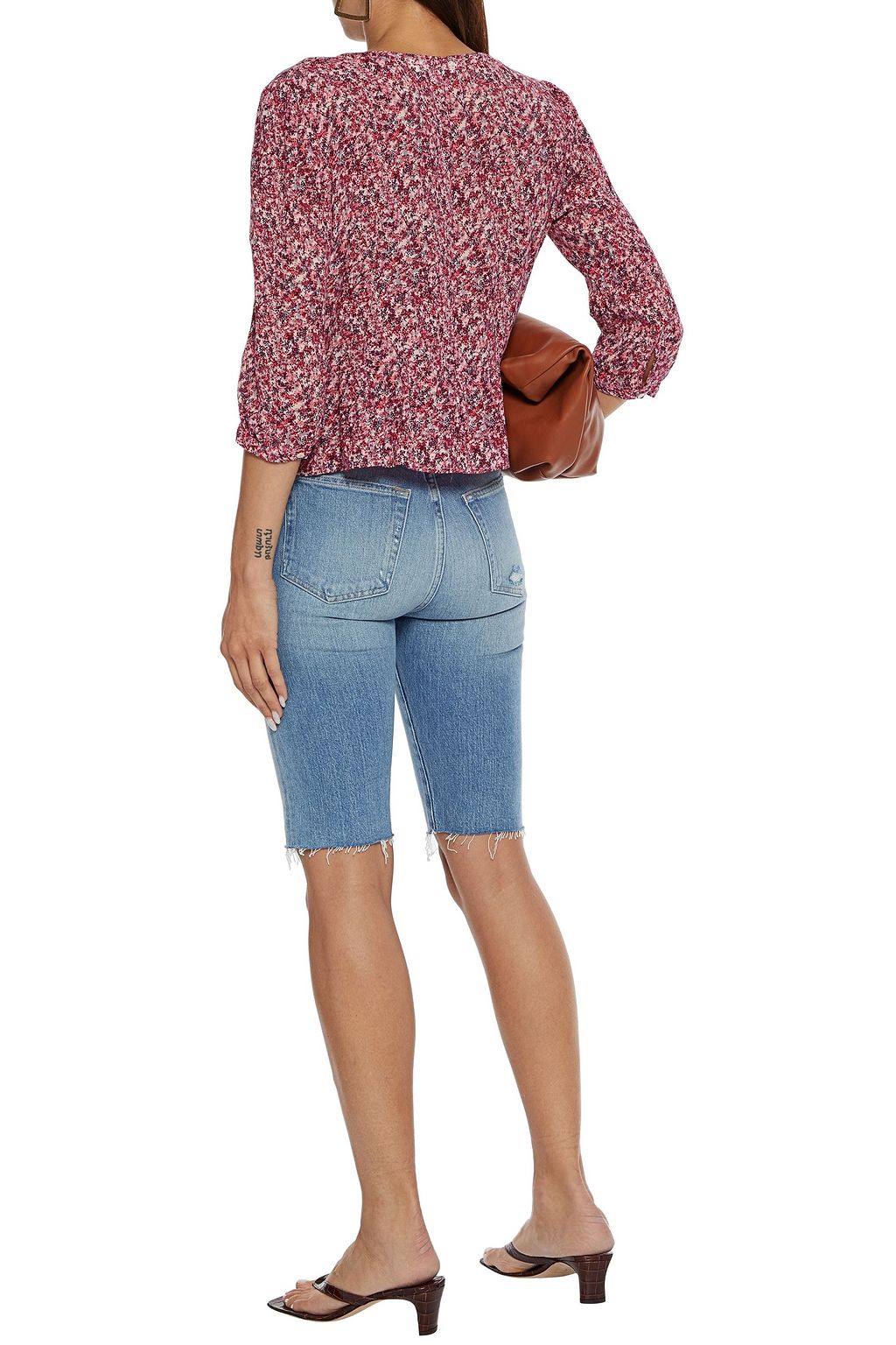 BA&SH Nelly printed crepe de chine peplum top