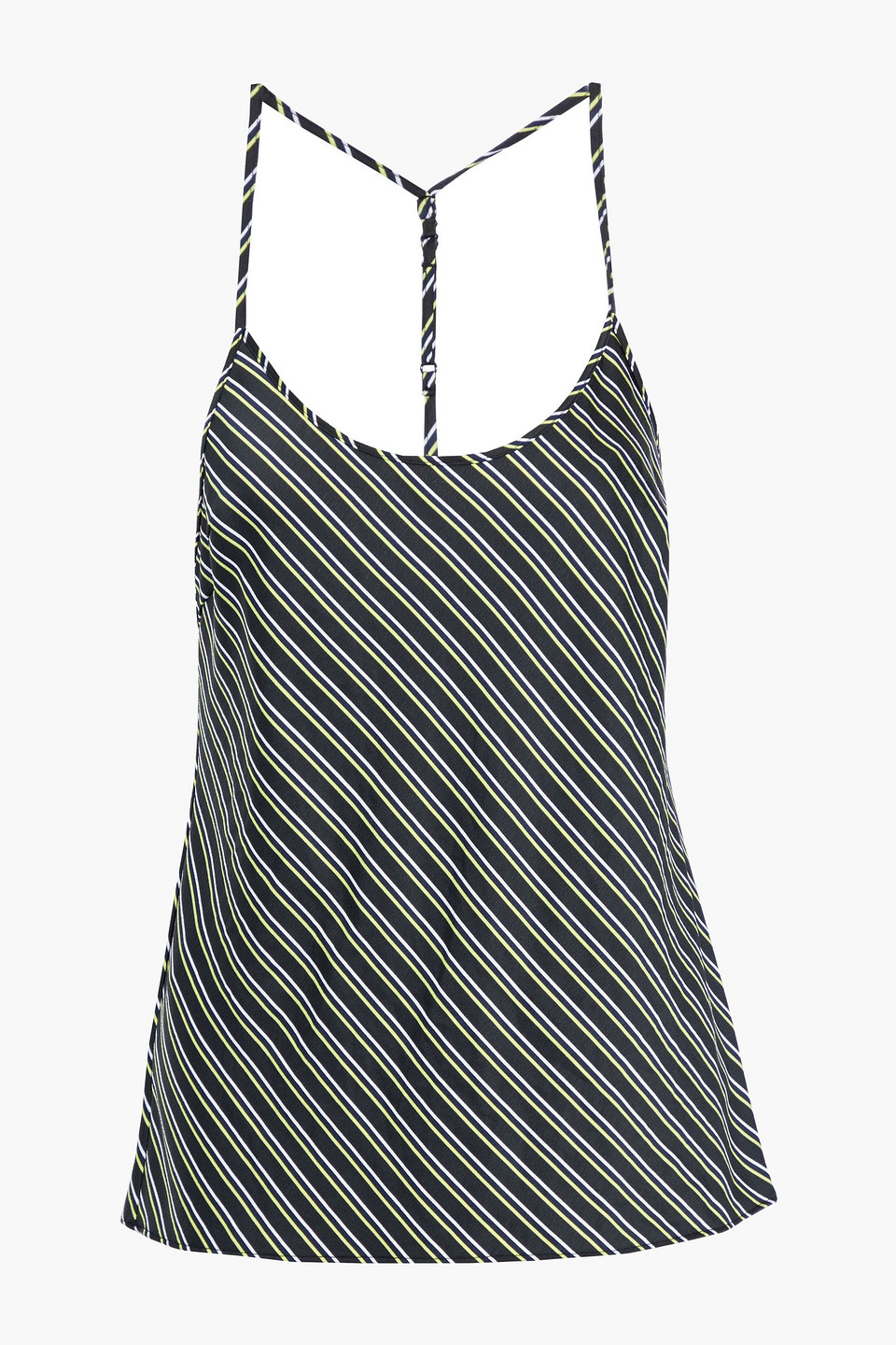 Striped crinkled-satin camisole