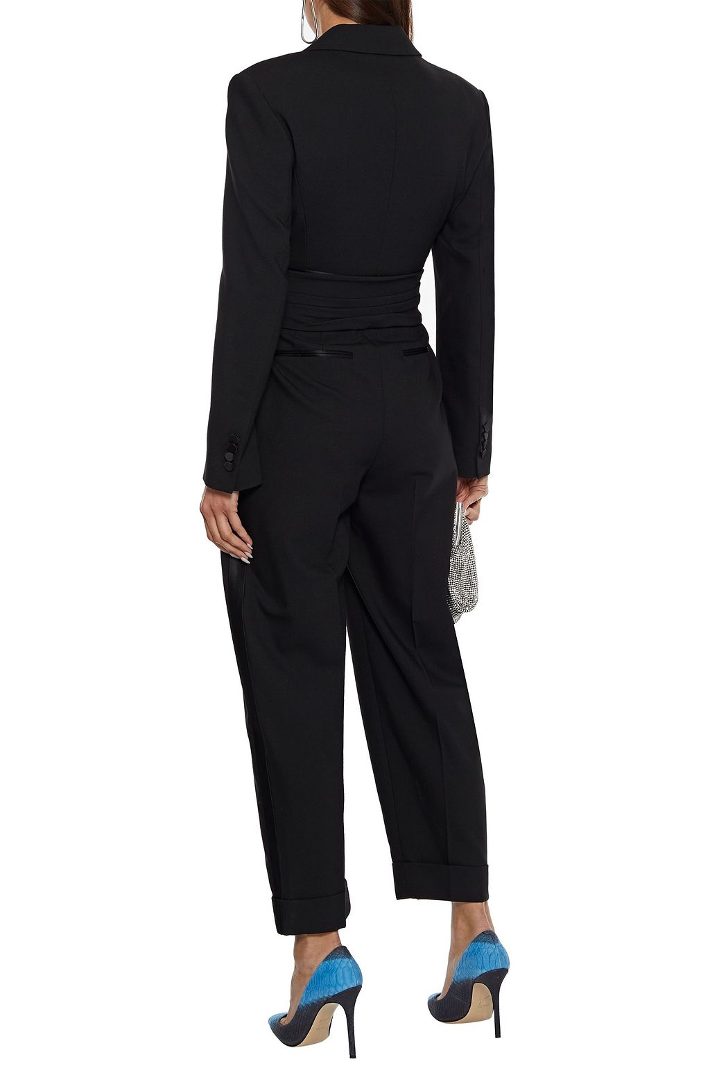 ALEXANDER WANG Tie-front satin-trimmed twill jumpsuit