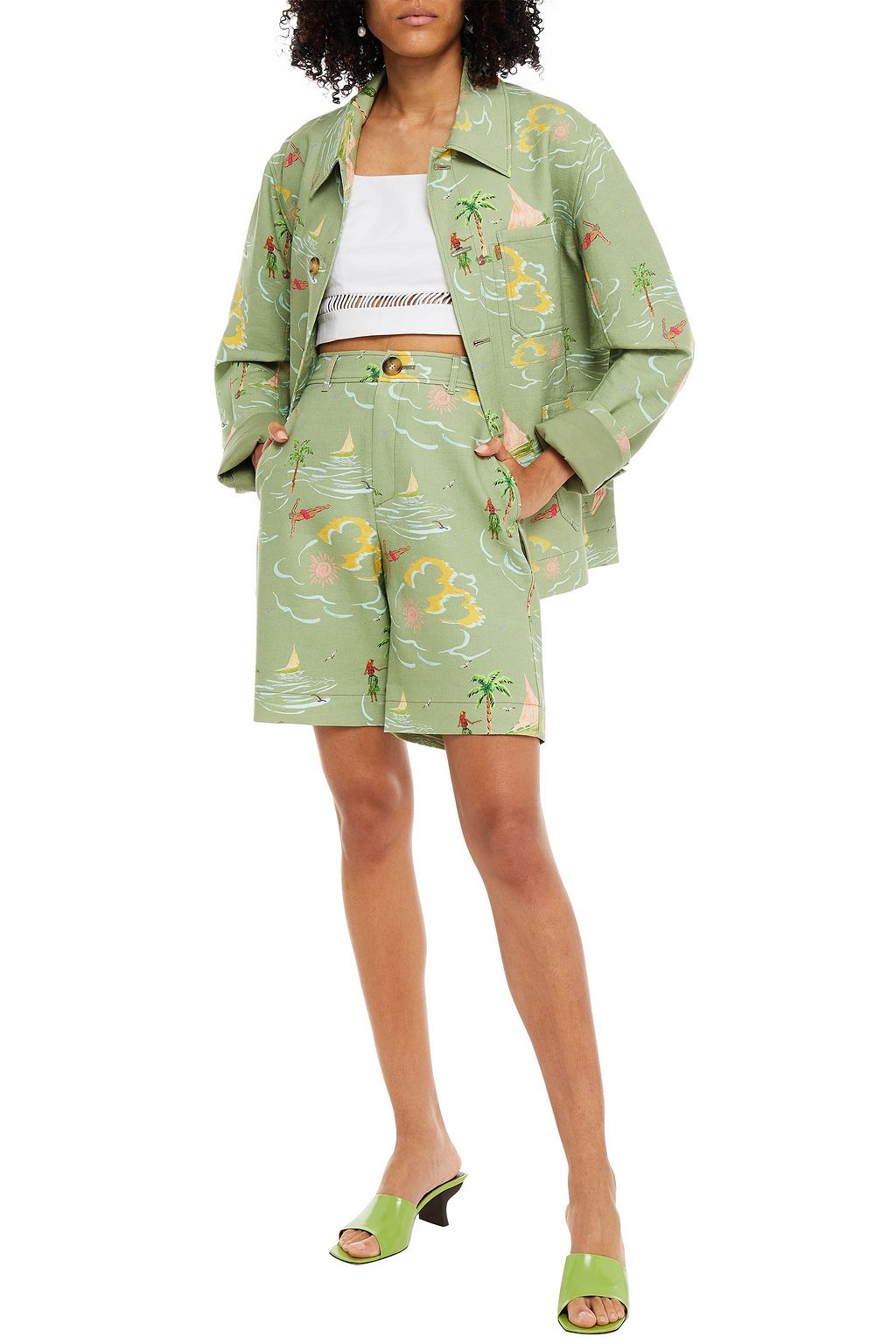 REJINA PYO プリントリネン ショートパンツ