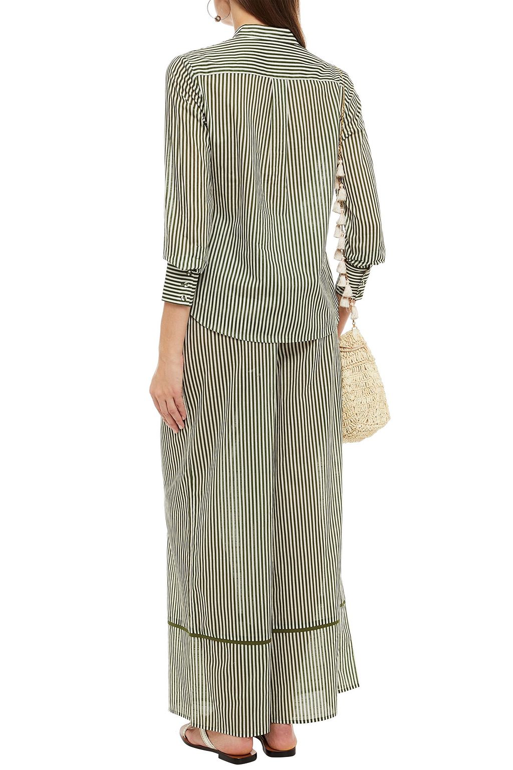 ZIMMERMANN Empire striped cotton-voile wide-leg pants