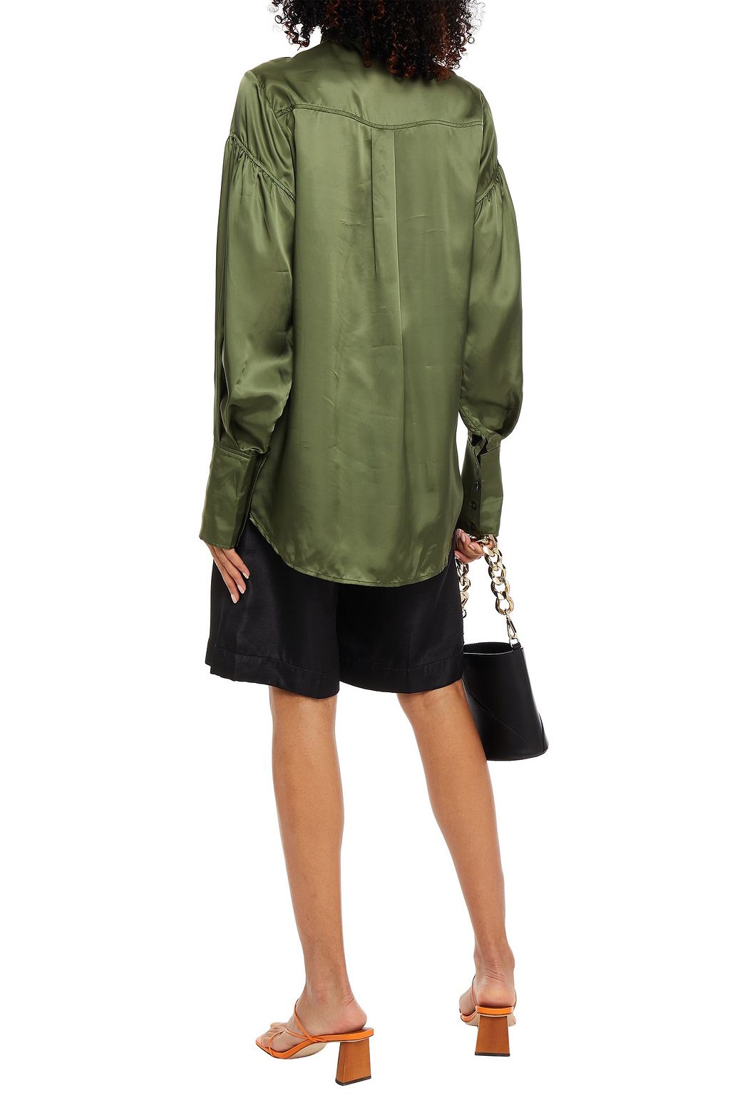 REJINA PYO Gerafftes Hemd aus Cupro-Satin