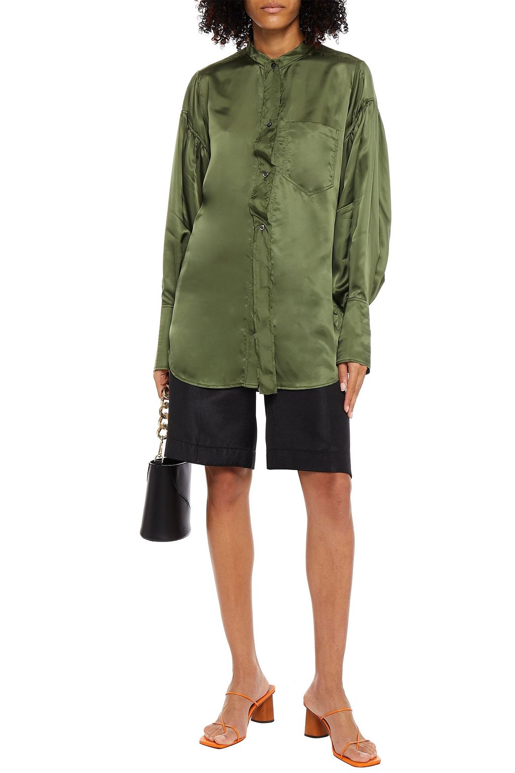 REJINA PYO Gerafftes Hemd aus Cupro-Satin