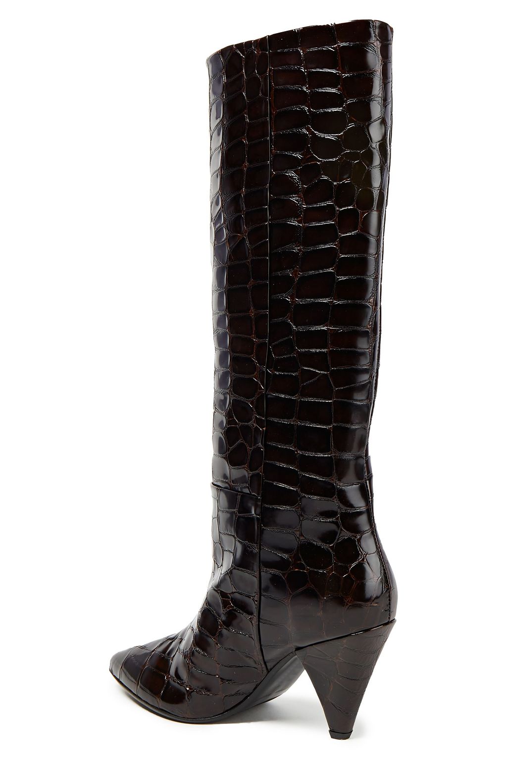 topshop kali lace up boot in chocolate croc