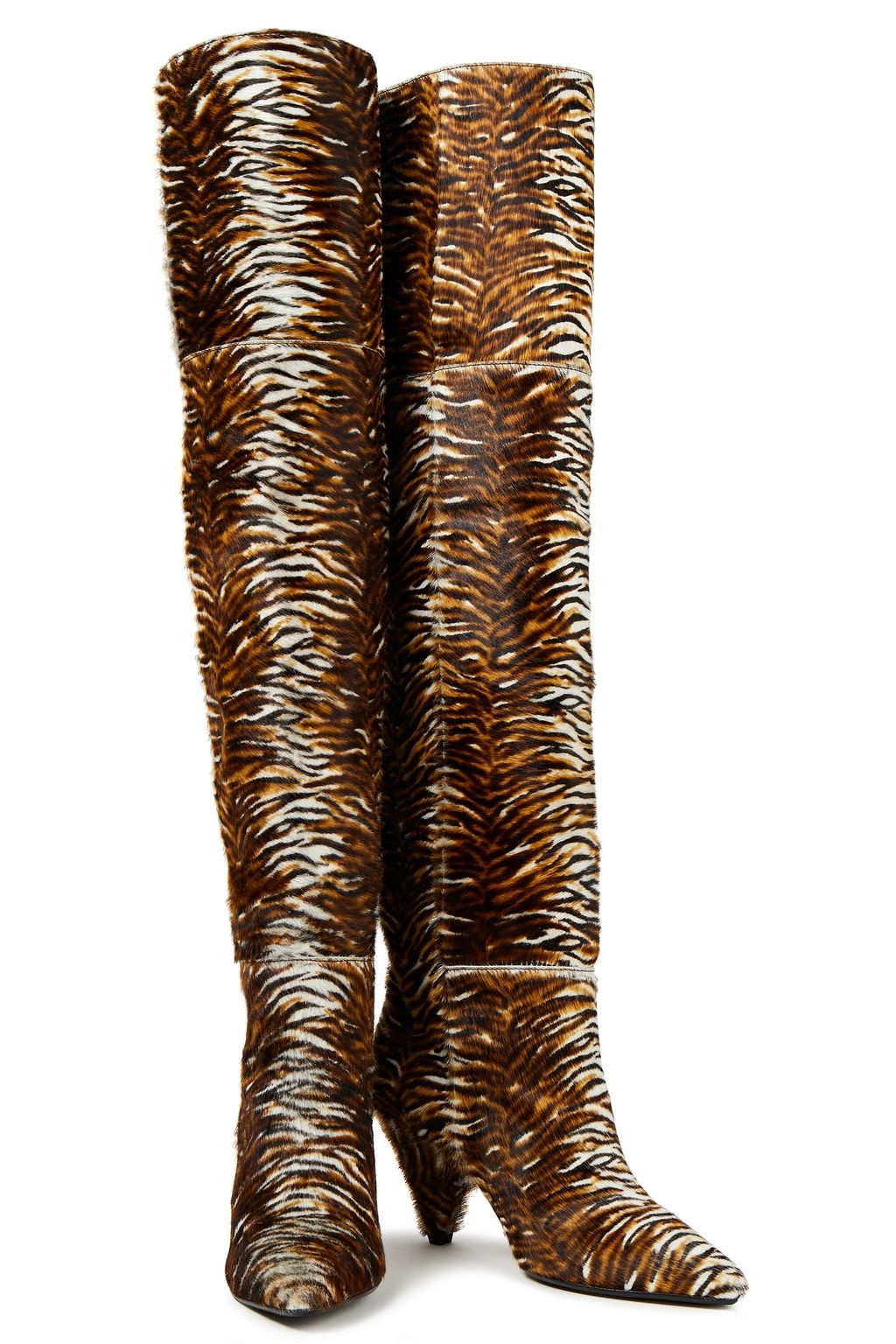 SAMSØE Φ SAMSØE Tiger-print calf hair over-the-knee boots