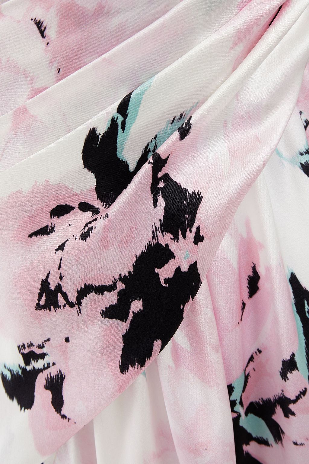 ALEXANDRE VAUTHIER Asymmetric ruched printed stretch-silk satin dress