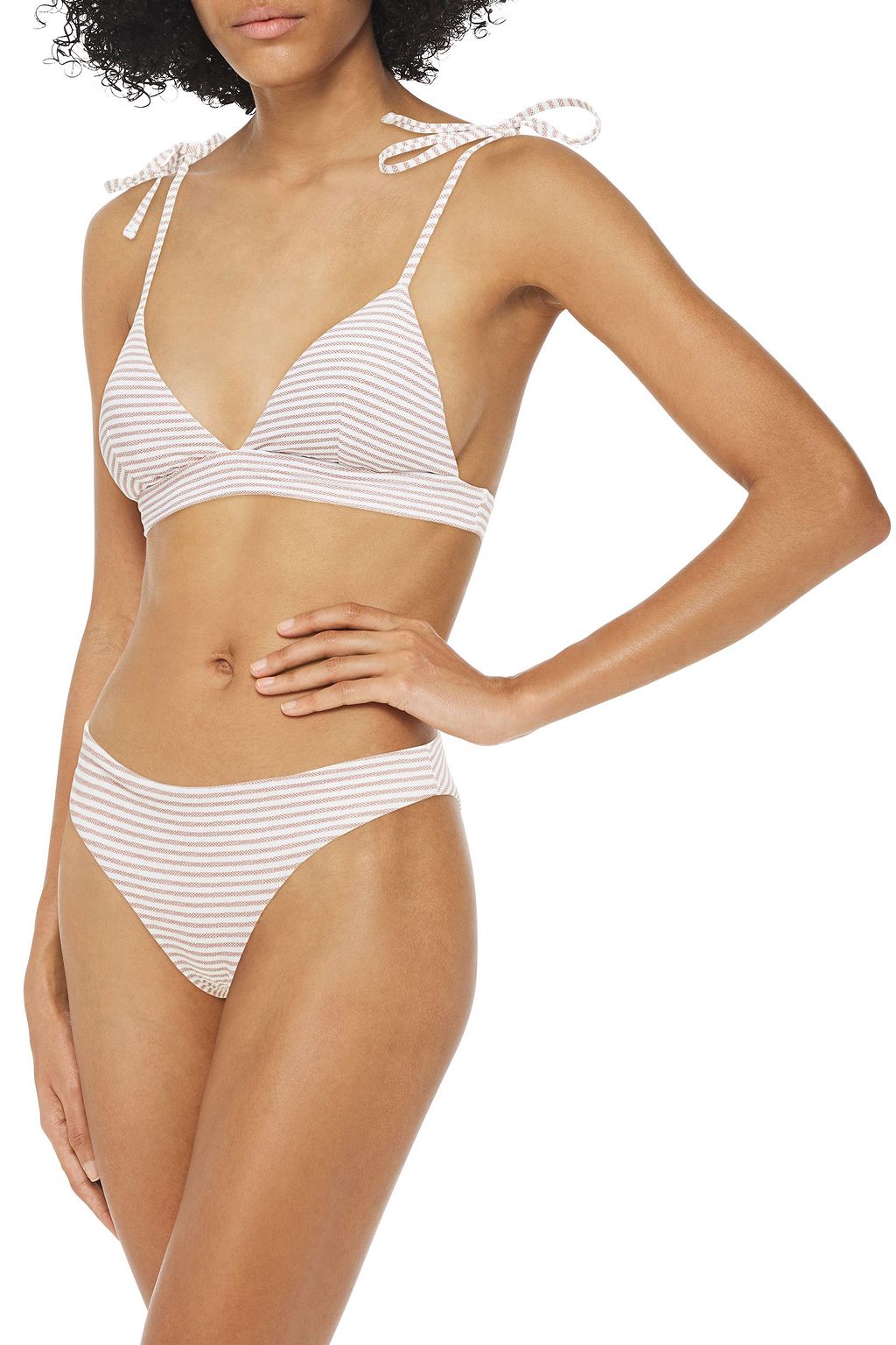 EBERJEY Striped triangled bikini top