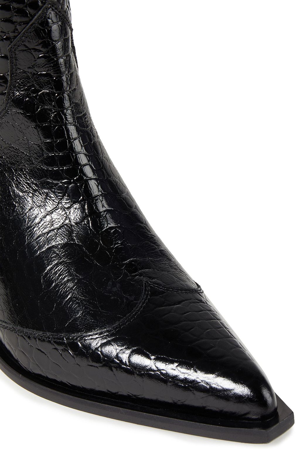 MSGM Chain-trimmed croc-effect leather boots