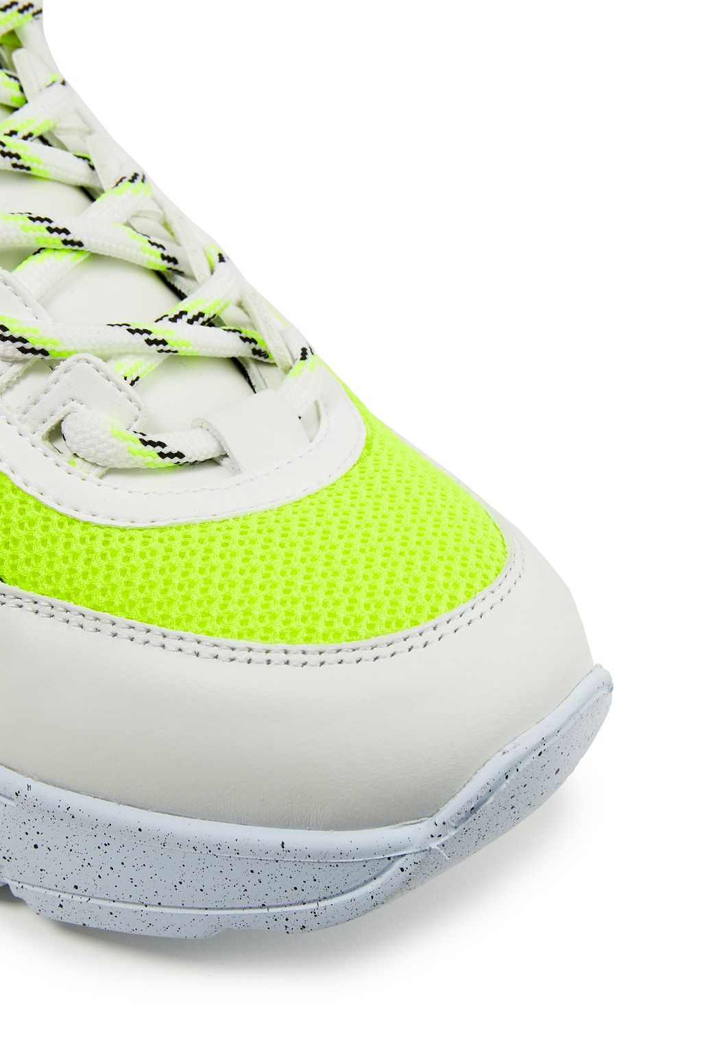 MSGM Neon-trimmed printed leather and mesh sneakers