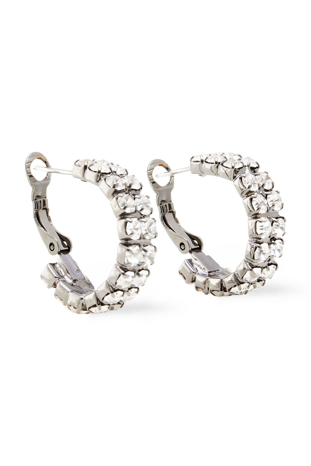 ELIZABETH COLE Convertible 24-karat gold and hematite-plated crystal earrings