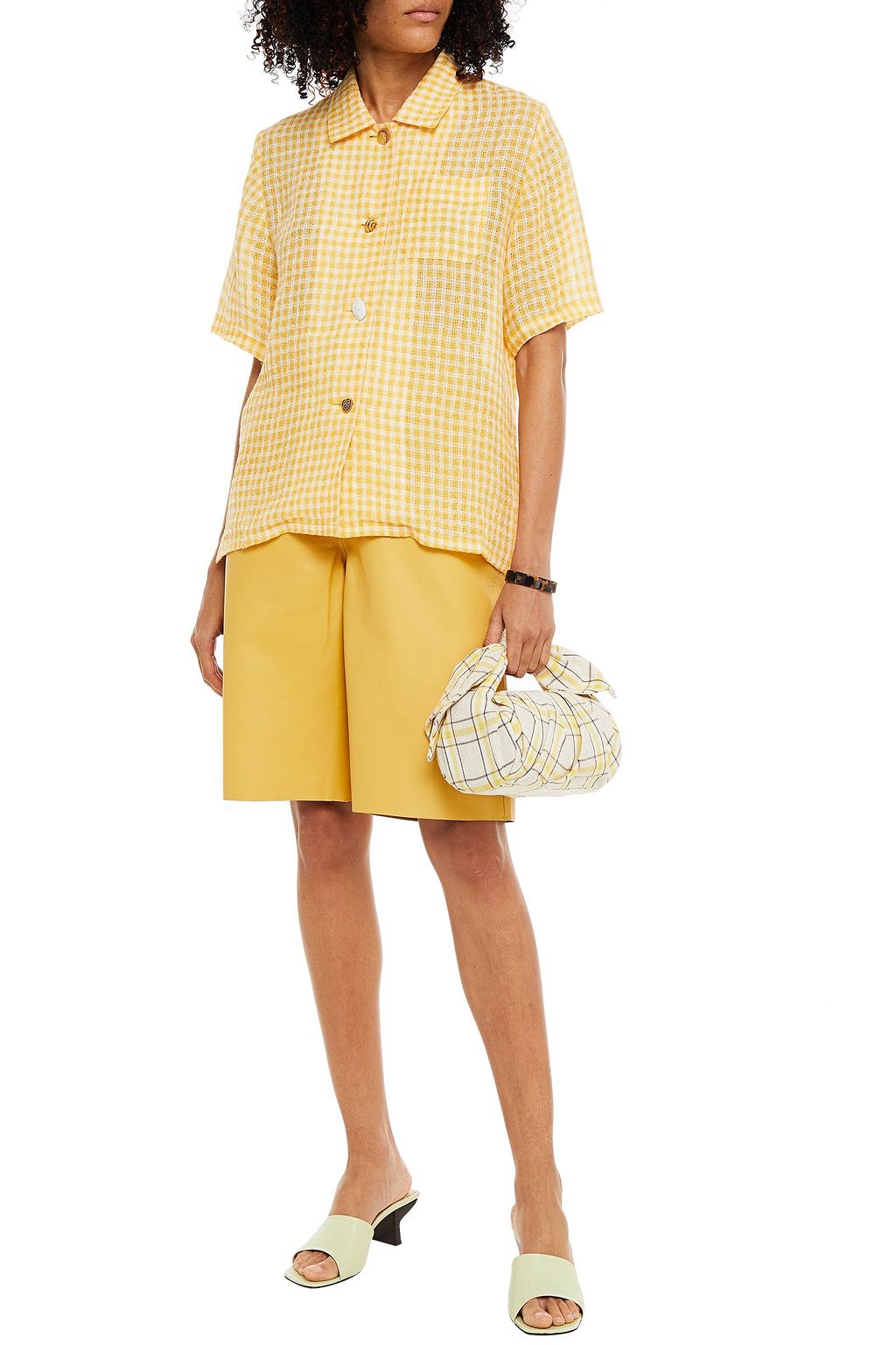 REJINA PYO Mila Hemd aus Leinen-Jacquard mit Gingham-Karo