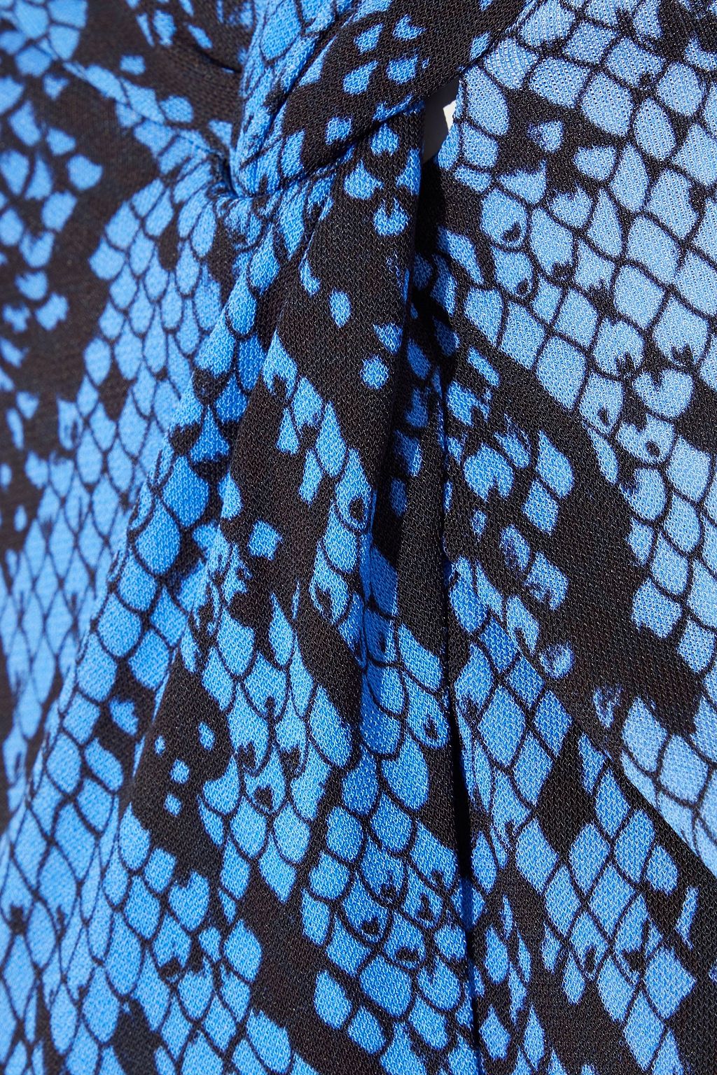 DUNDAS Belted twist-front snake-print jersey maxi dress