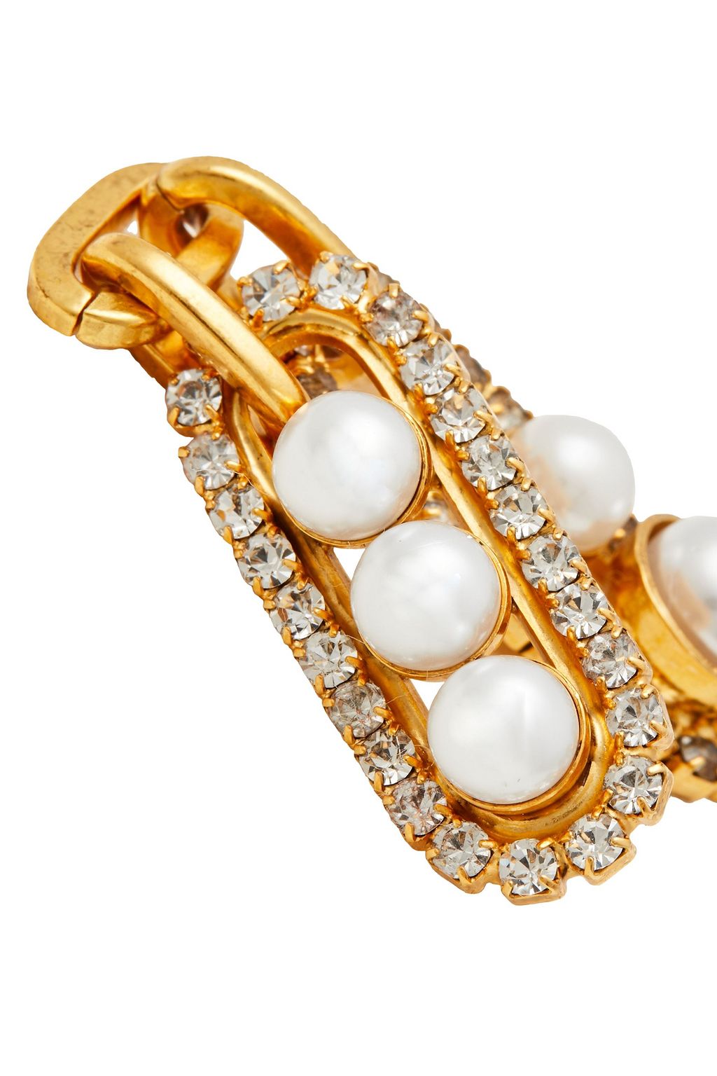 ELIZABETH COLE Juna 24-karat gold-plated, faux pearl and crystal earrings