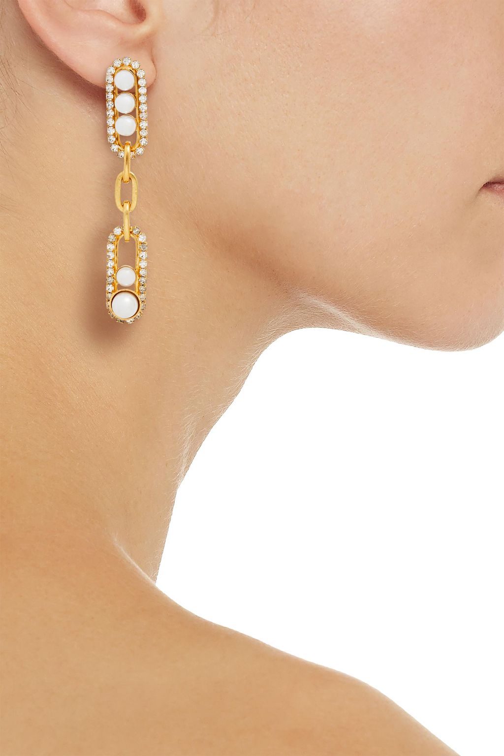 ELIZABETH COLE Juna 24-karat gold-plated, faux pearl and crystal earrings